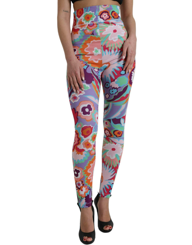Dolce & Gabbana Enchanting Floral Print High-Waist Leggings - Hilstor