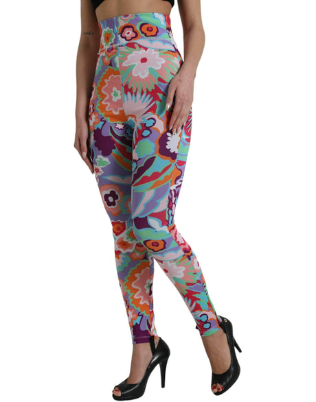 Dolce & Gabbana Enchanting Floral Print High-Waist Leggings - Hilstor