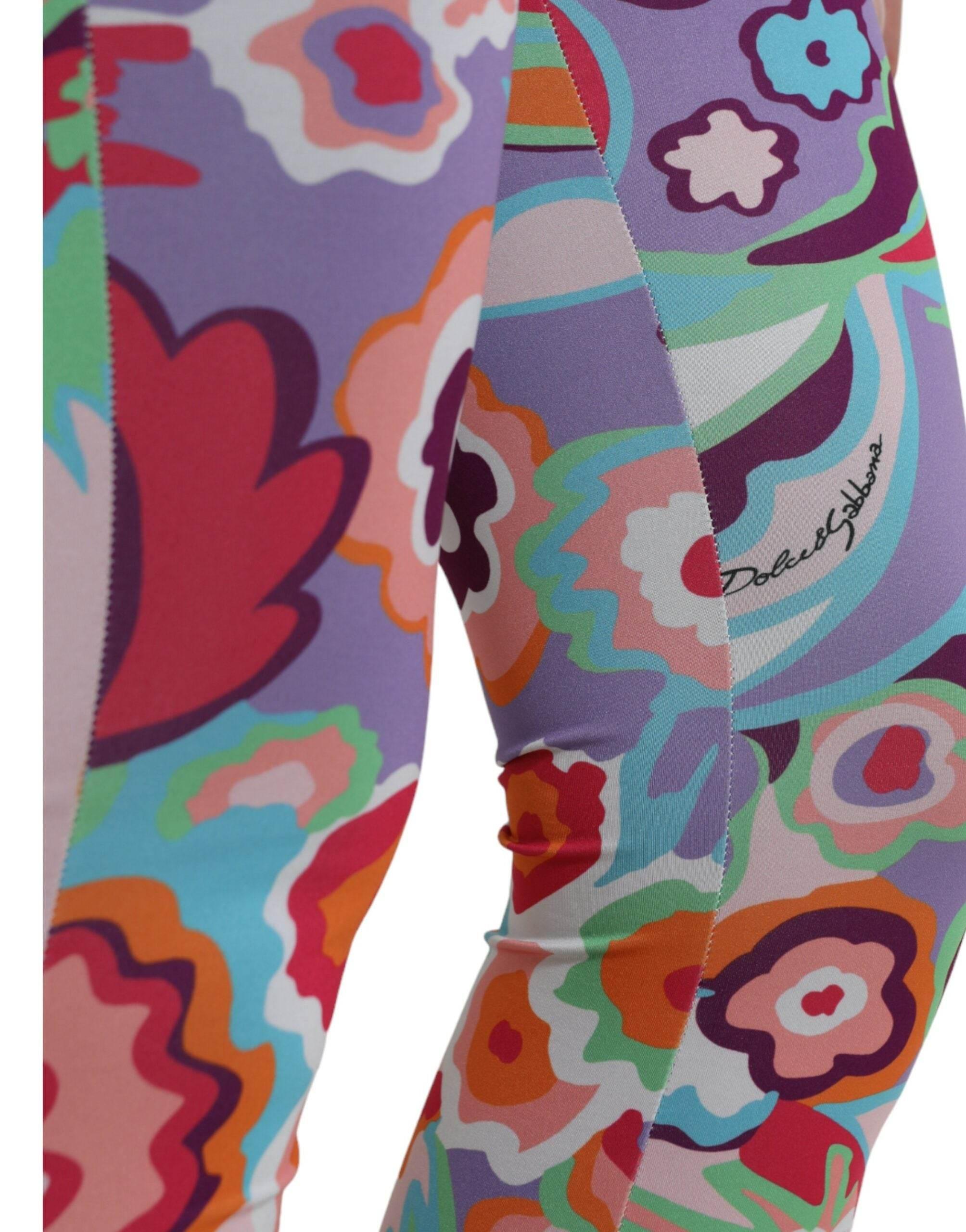 Dolce & Gabbana Enchanting Floral Print High-Waist Leggings - Hilstor