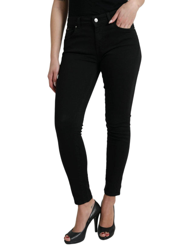 Dolce & Gabbana Black Cotton Mid Waist Skinny Denim Jeans - Hilstor