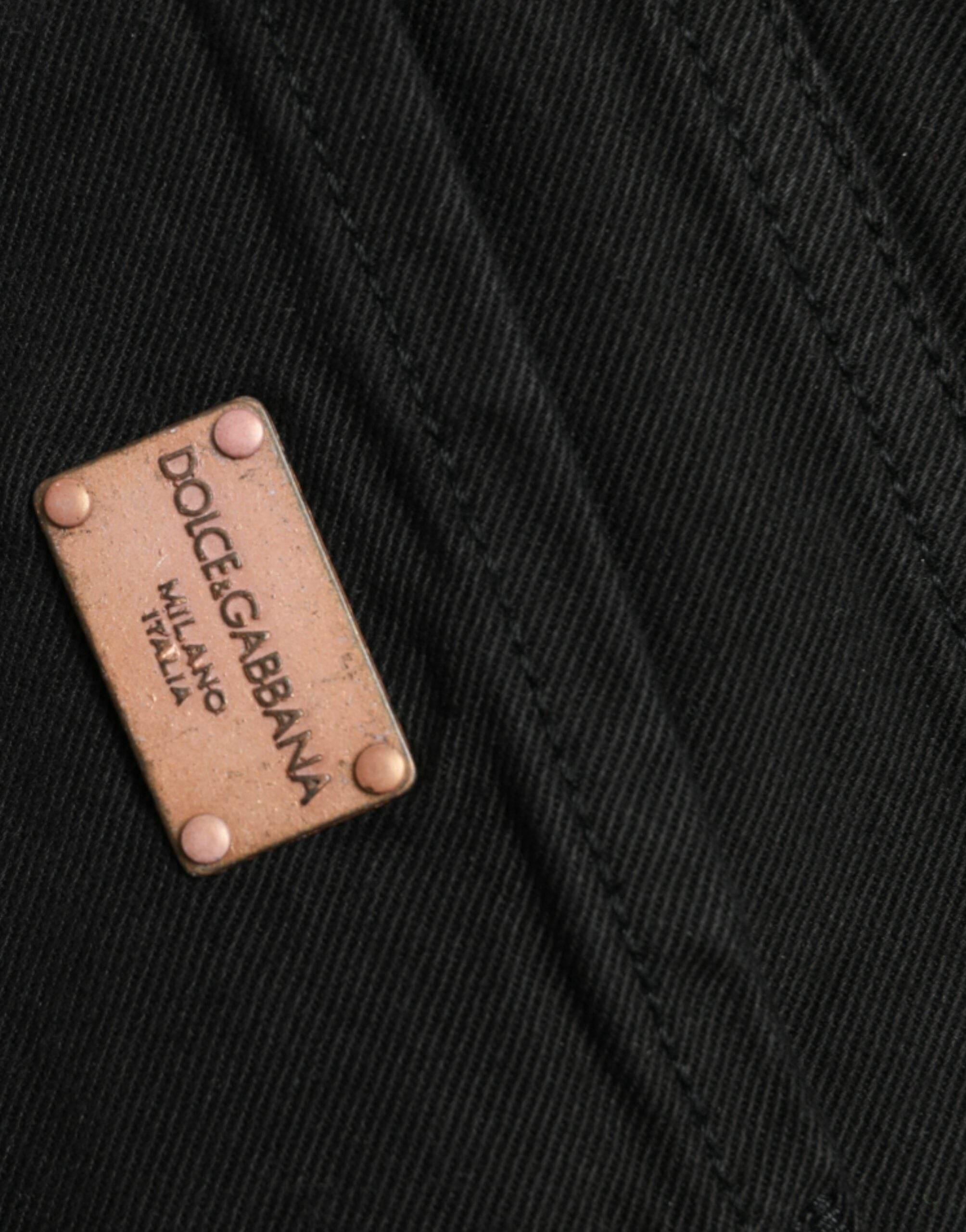 Dolce & Gabbana Black Cotton Mid Waist Skinny Denim Jeans - Hilstor