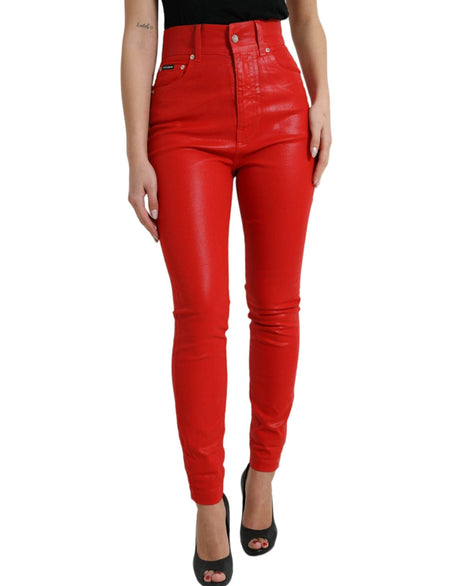 Dolce & Gabbana Elegant High-Waist Stretch Denim in Red - Hilstor