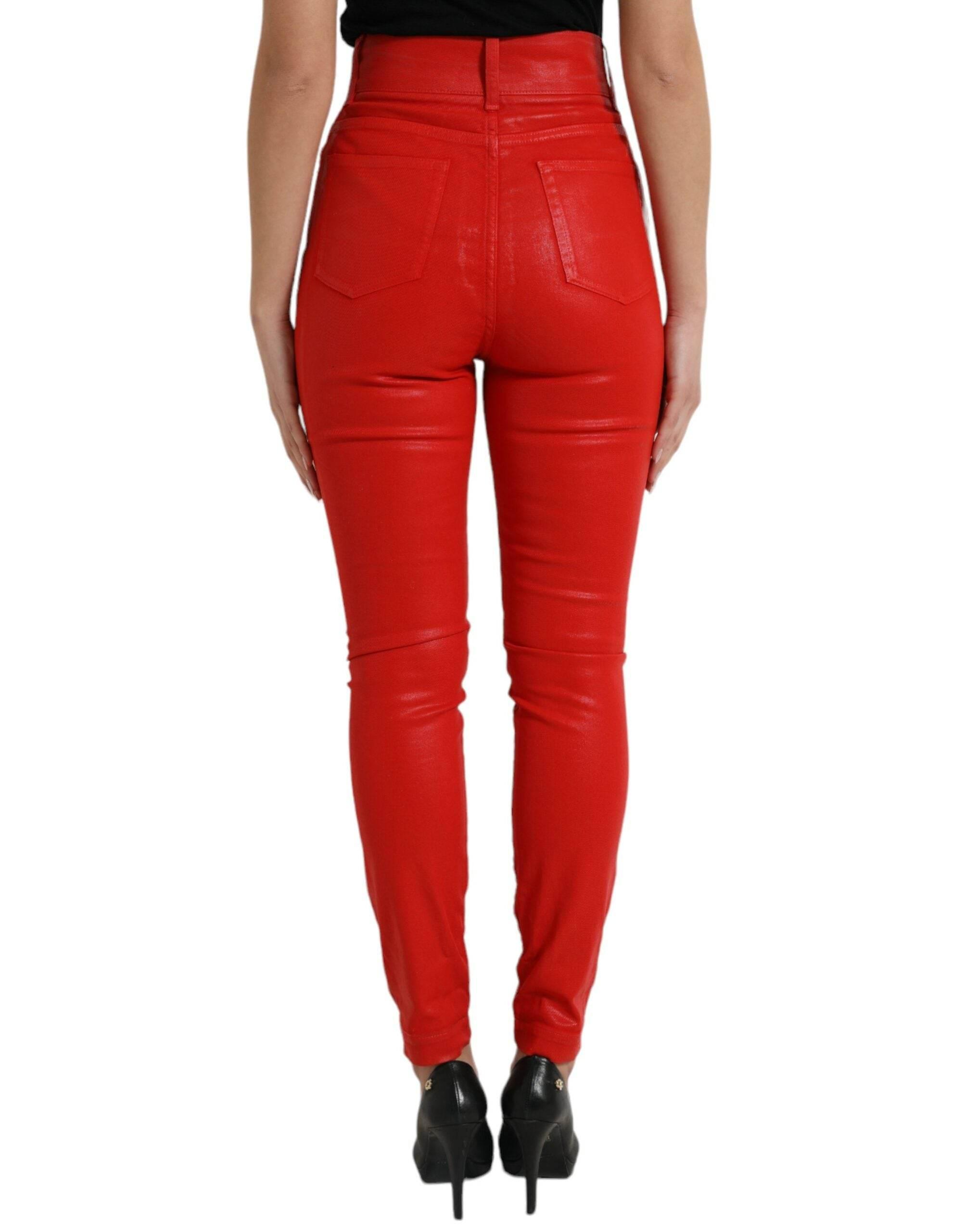 Dolce & Gabbana Elegant High-Waist Stretch Denim in Red - Hilstor