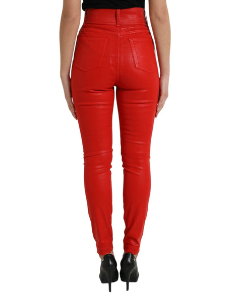 Dolce & Gabbana Elegant High-Waist Stretch Denim in Red - Hilstor