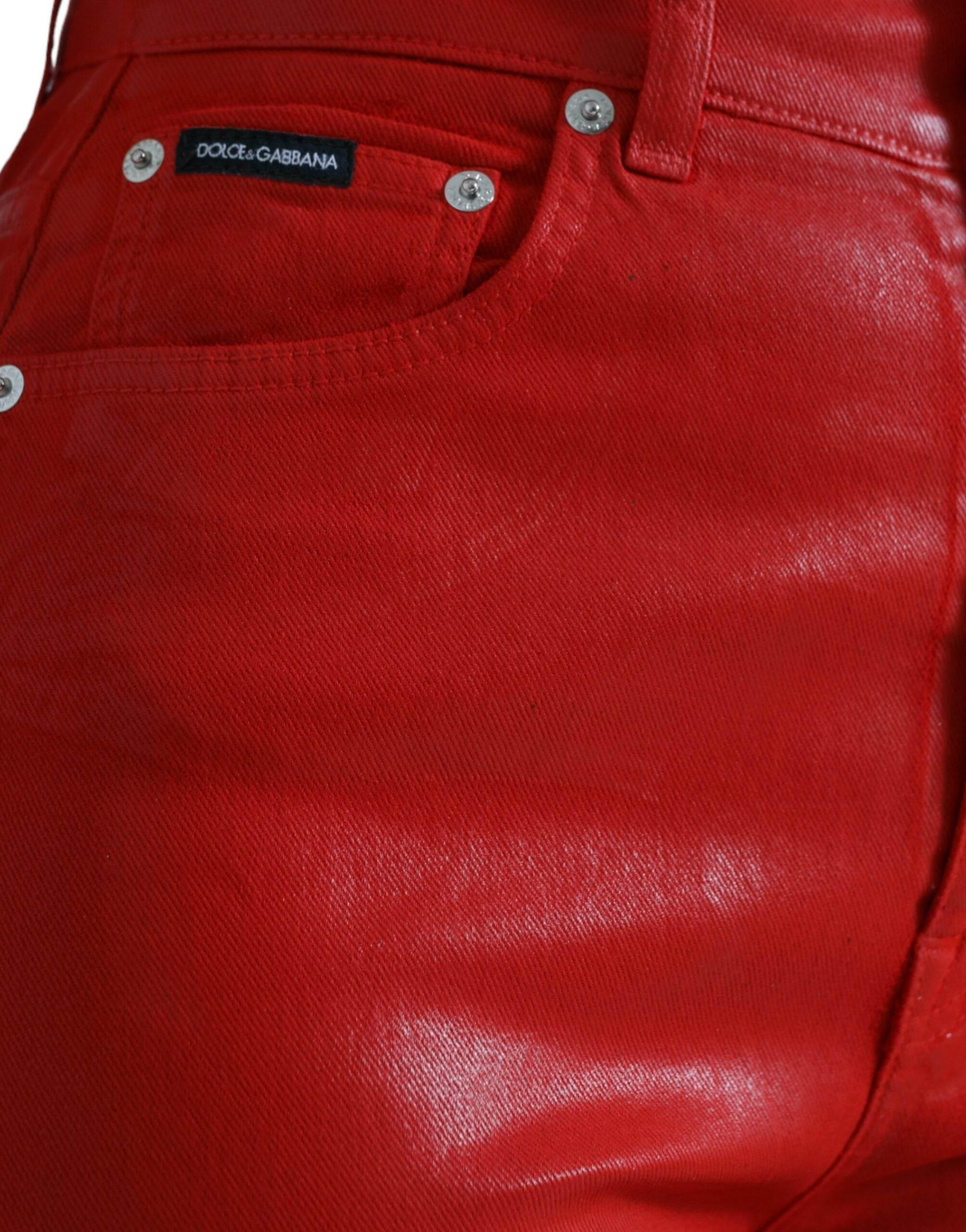 Dolce & Gabbana Elegant High-Waist Stretch Denim in Red - Hilstor