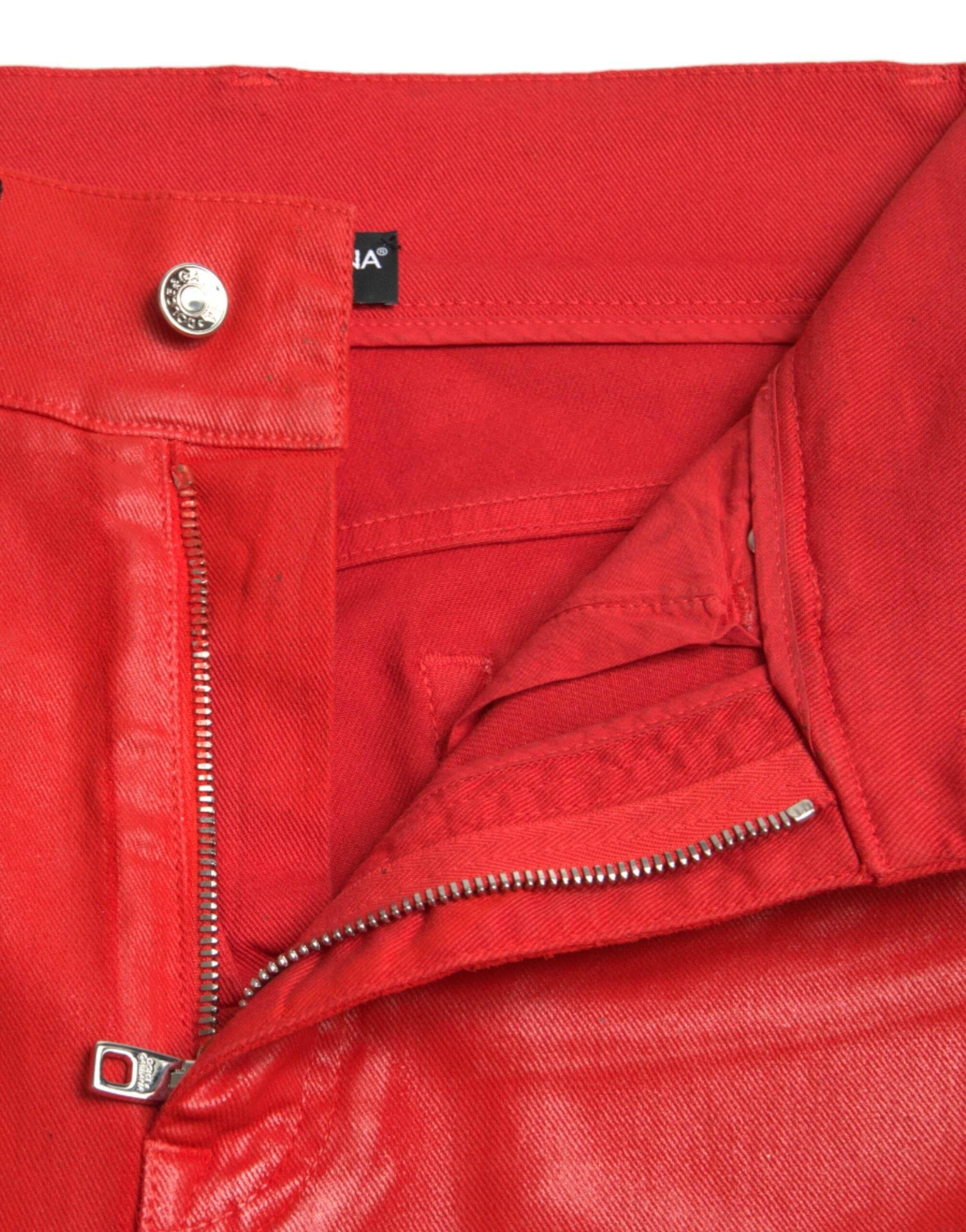 Dolce & Gabbana Elegant High-Waist Stretch Denim in Red - Hilstor