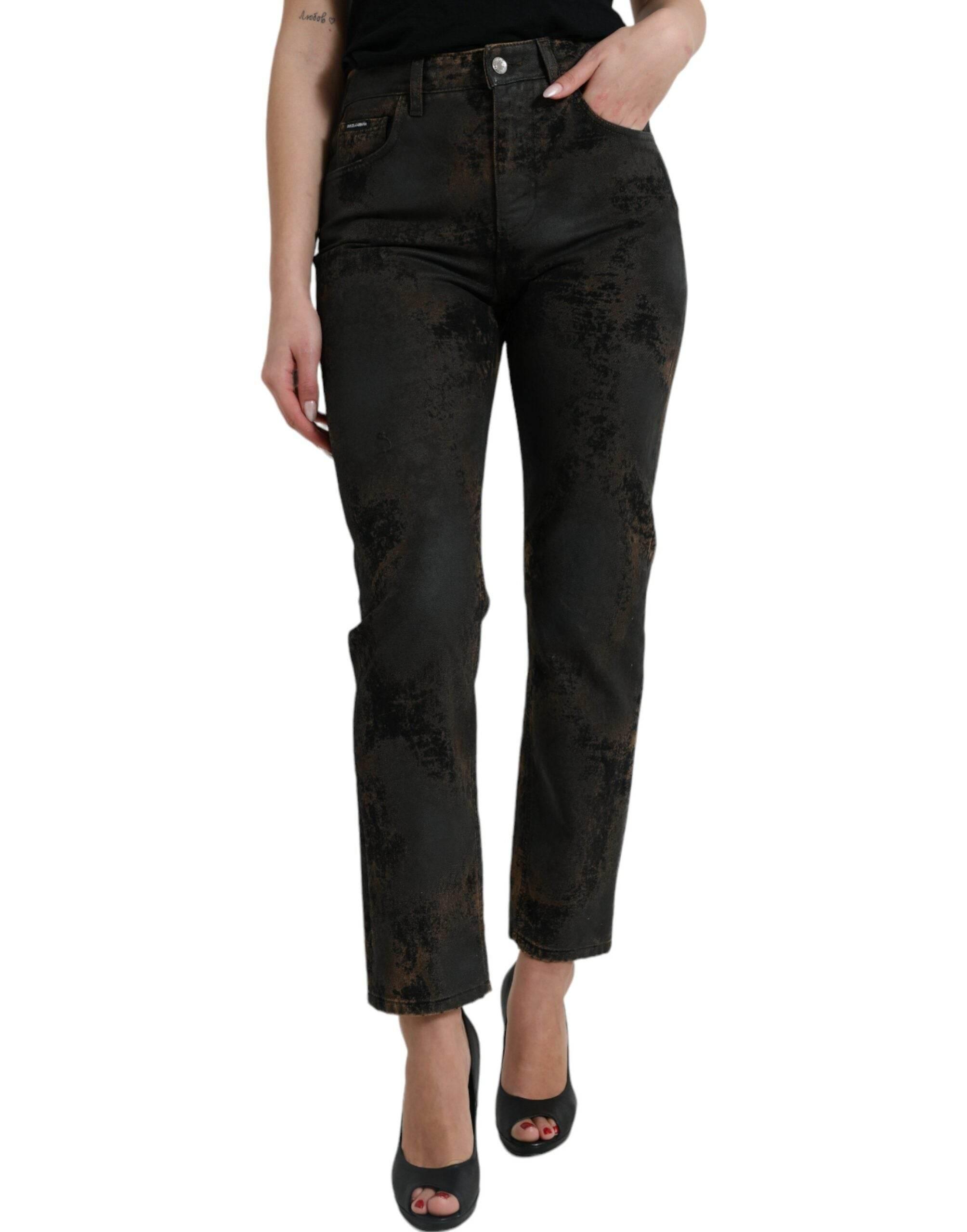 Dolce & Gabbana Brown BOYFRIEND Mid Waist Cotton Denim Jeans - Hilstor