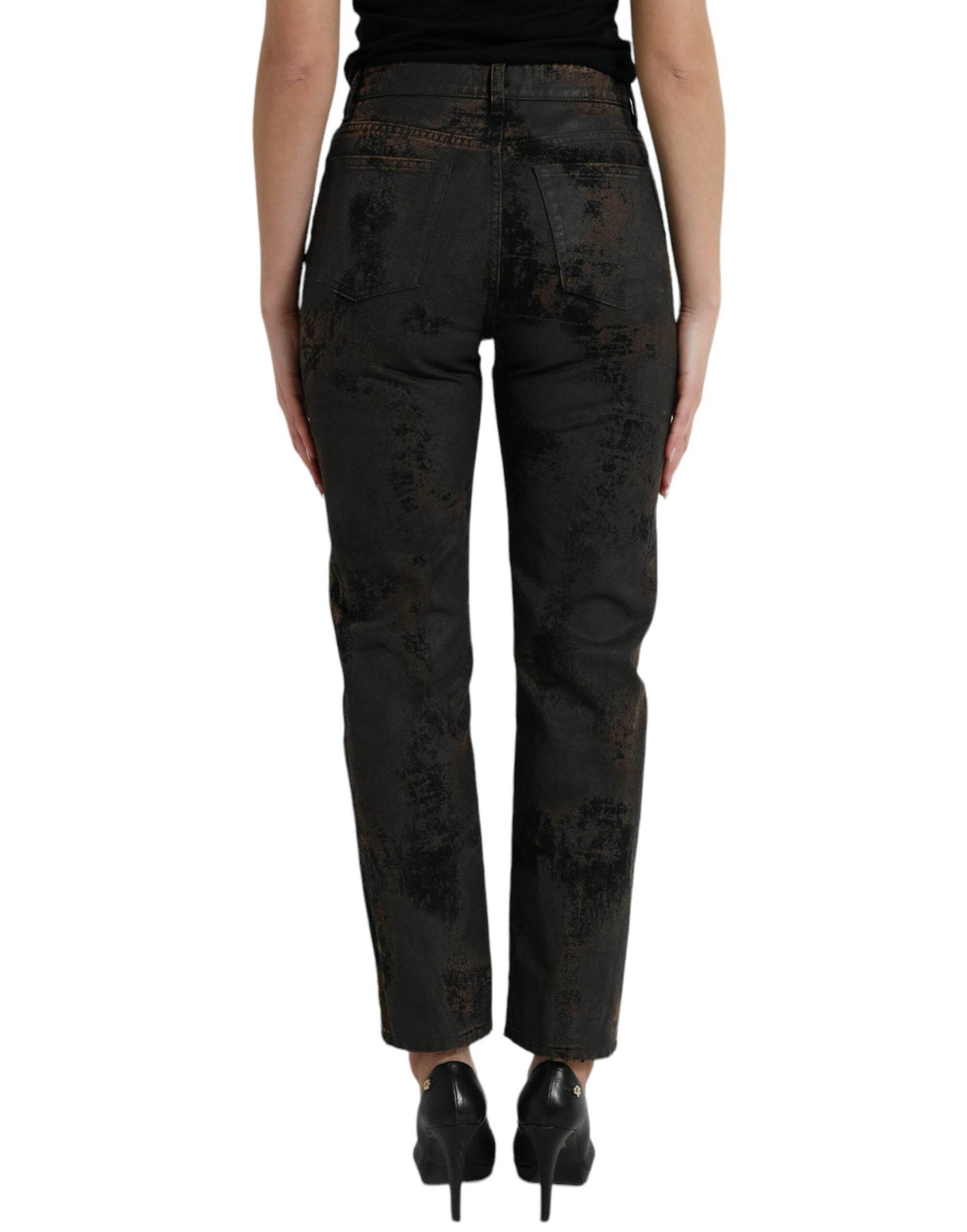Dolce & Gabbana Brown BOYFRIEND Mid Waist Cotton Denim Jeans - Hilstor