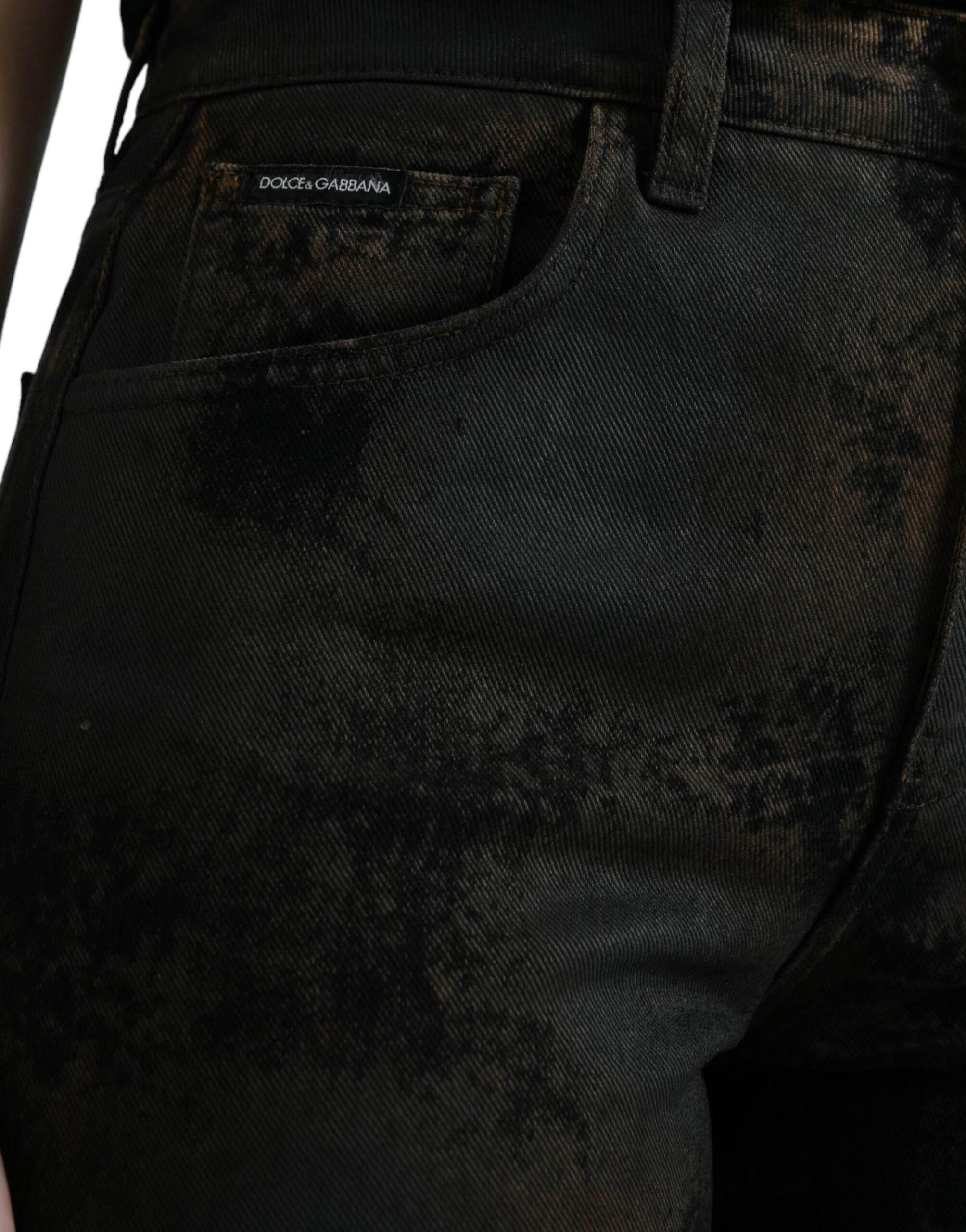 Dolce & Gabbana Brown BOYFRIEND Mid Waist Cotton Denim Jeans - Hilstor