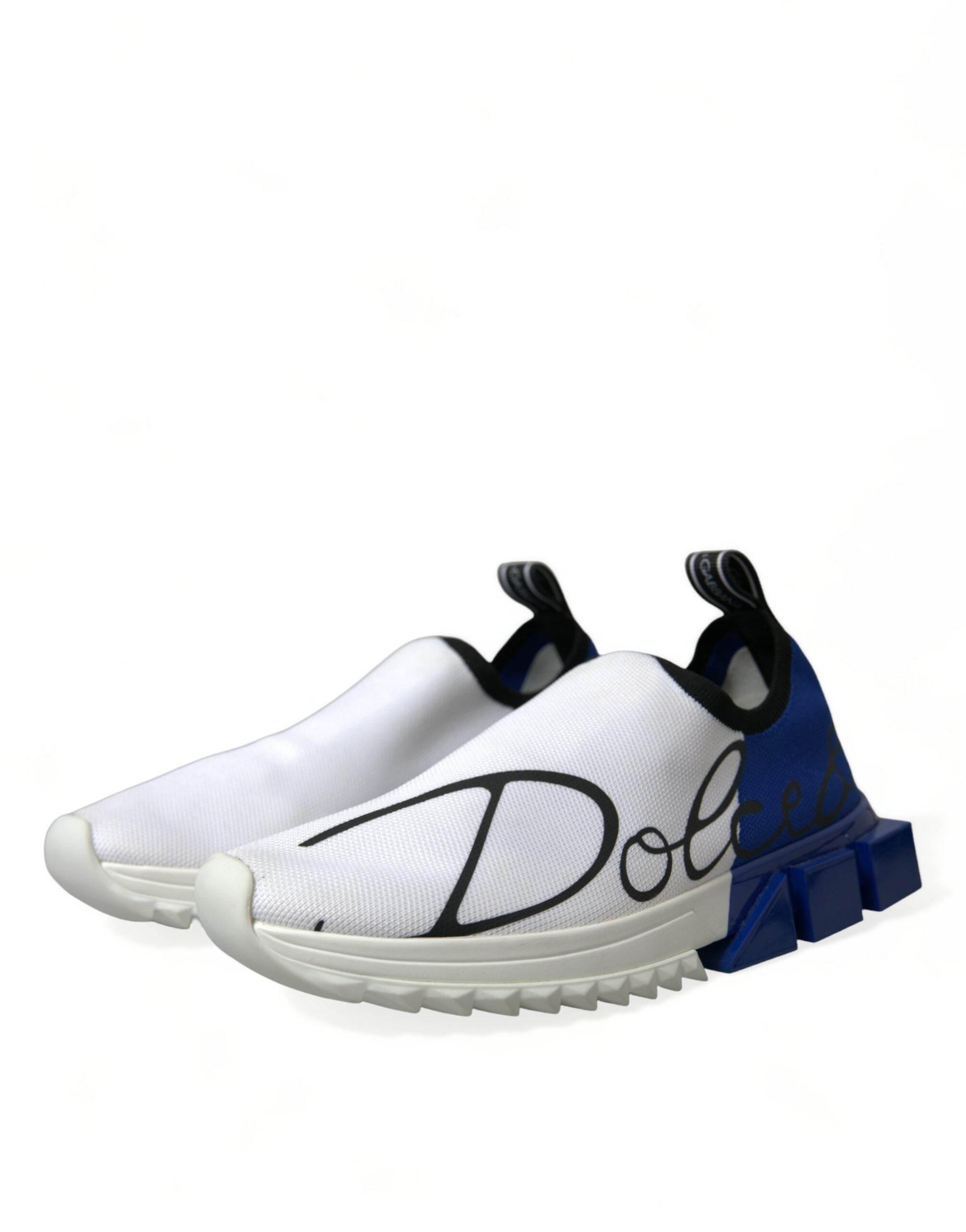 Dolce & Gabbana Chic Low Top Sorrento Sneakers in Blue and White - Hilstor