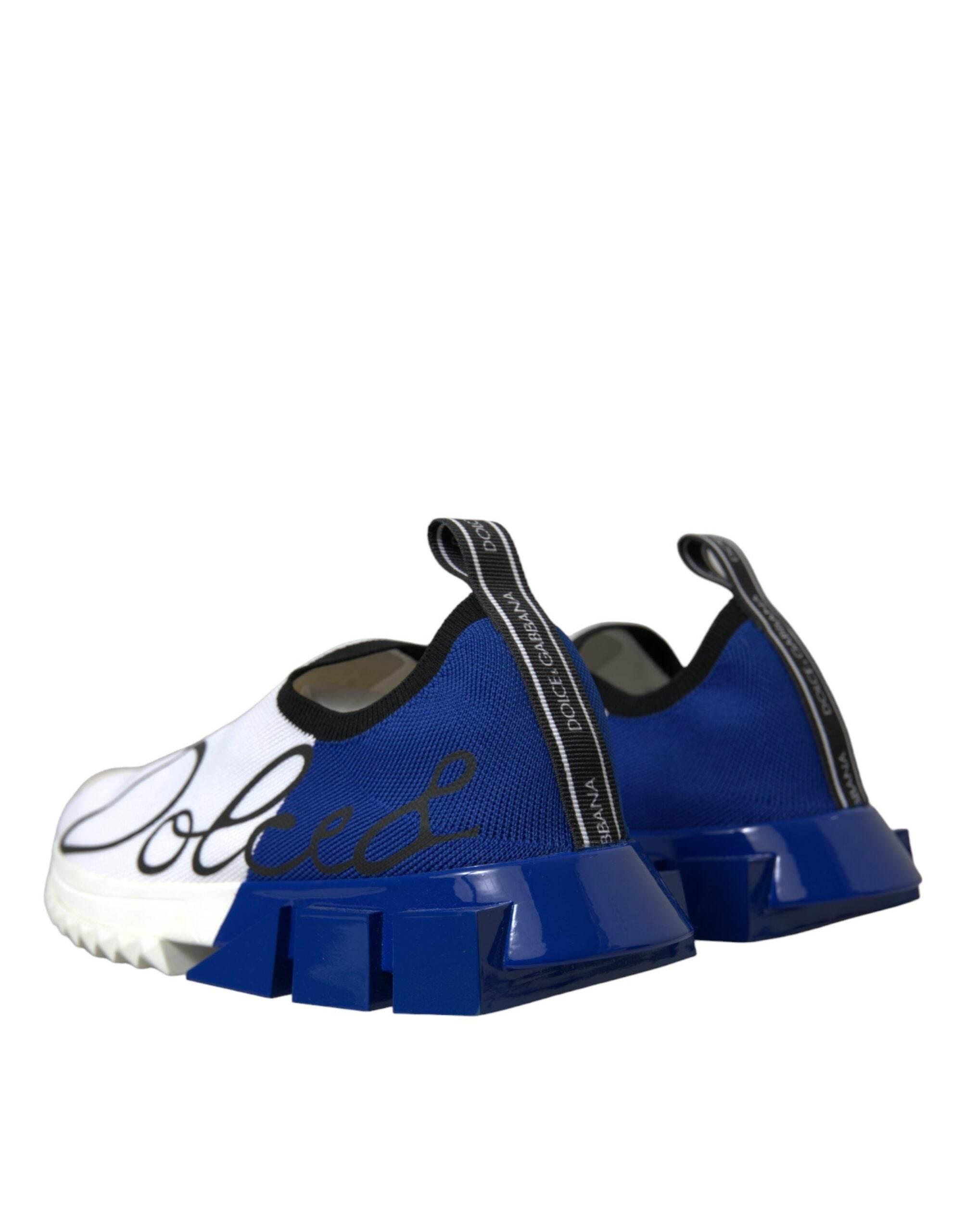 Dolce & Gabbana Chic Low Top Sorrento Sneakers in Blue and White - Hilstor