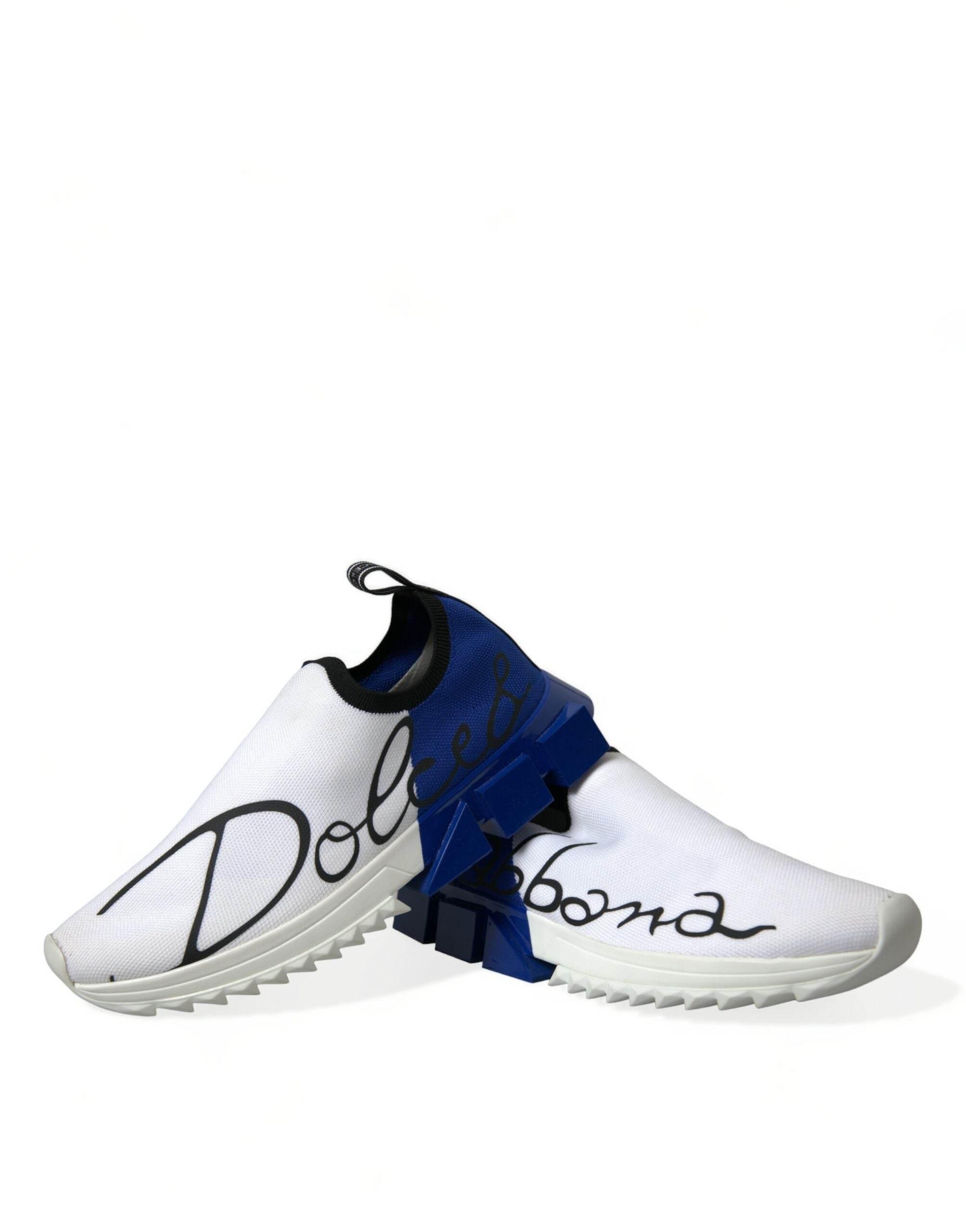Dolce & Gabbana Chic Low Top Sorrento Sneakers in Blue and White - Hilstor