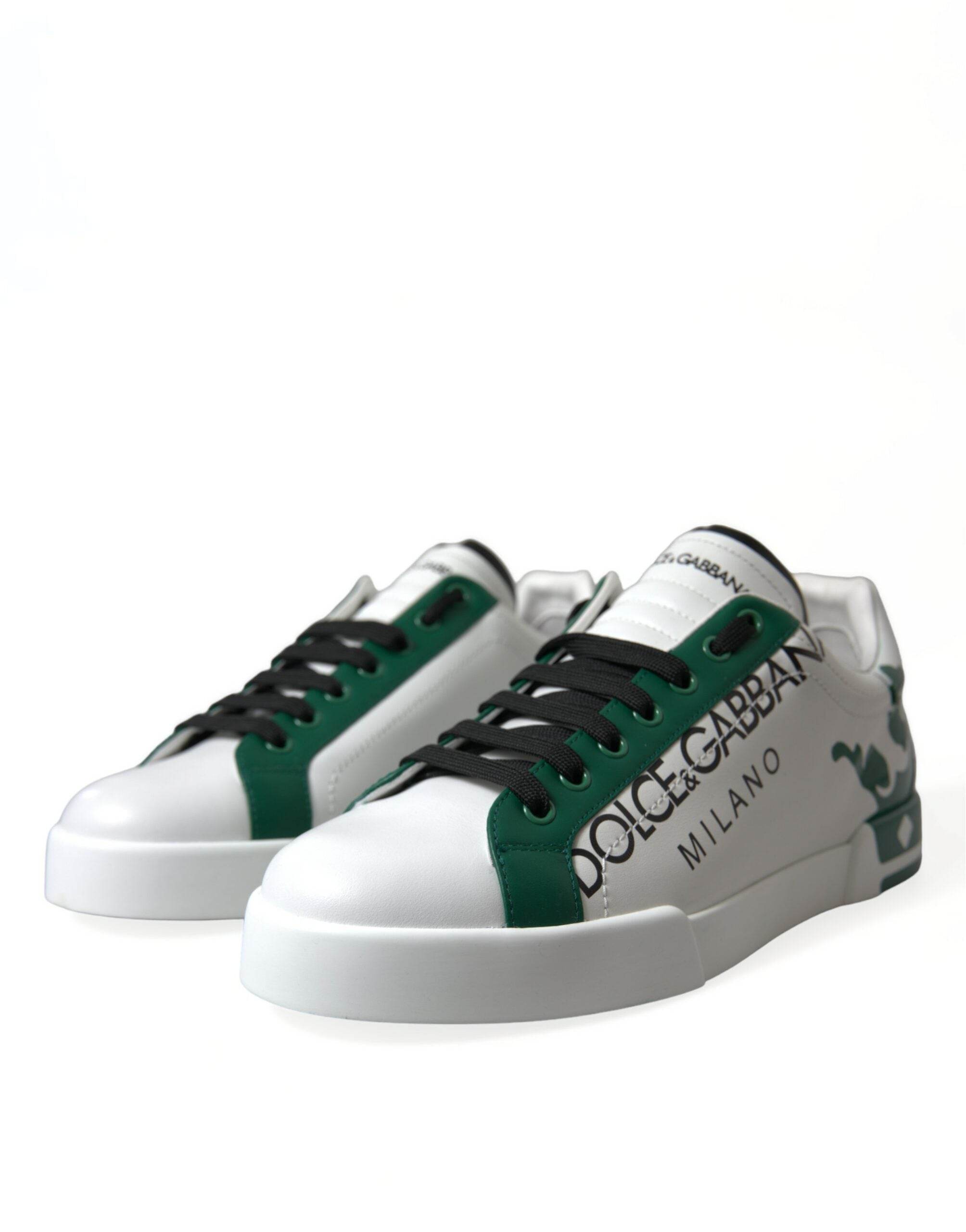Dolce & Gabbana Elegant White Crown Leather Sneakers - Hilstor