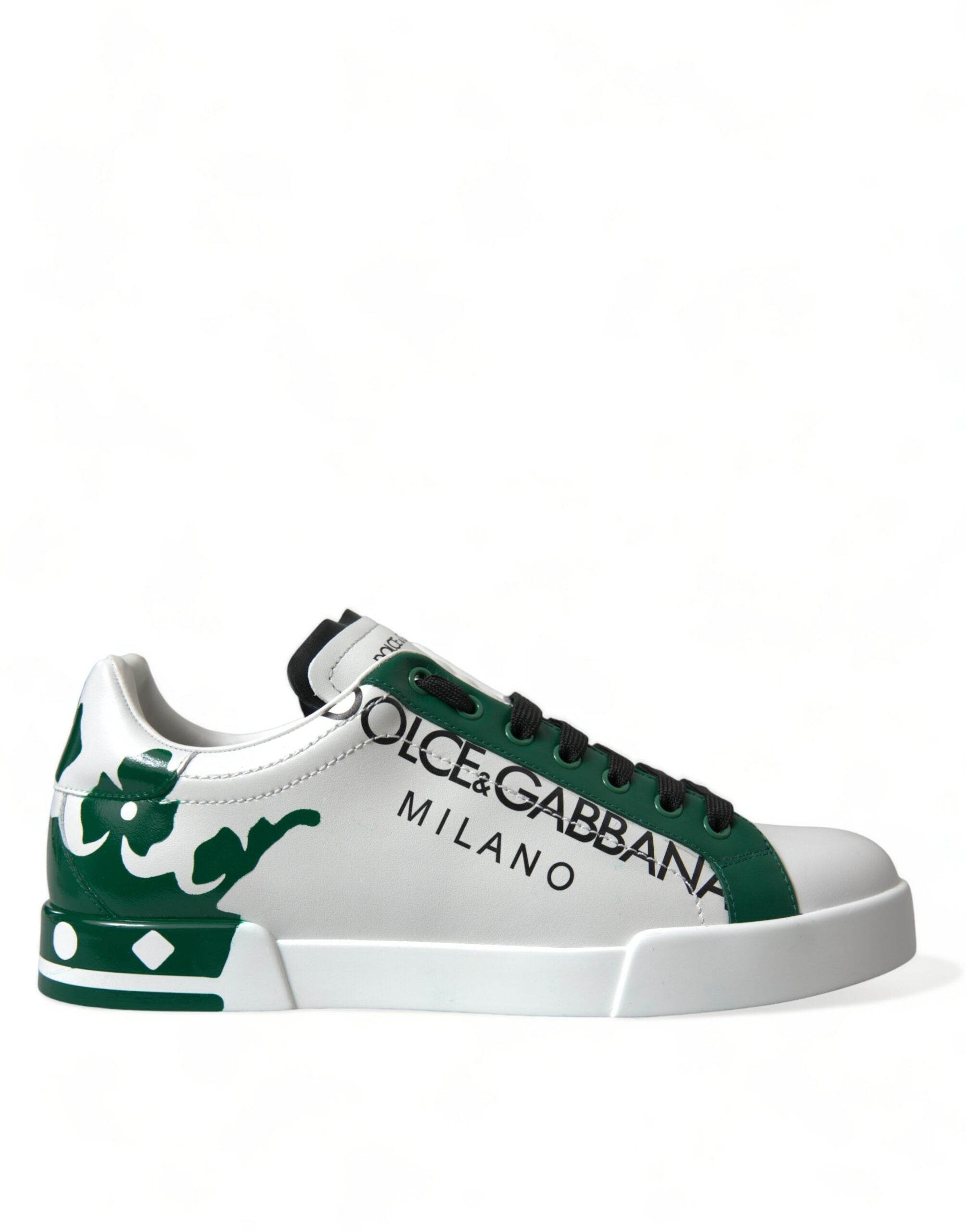 Dolce & Gabbana Elegant White Crown Leather Sneakers - Hilstor