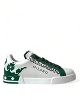 Dolce & Gabbana Elegant White Crown Leather Sneakers - Hilstor