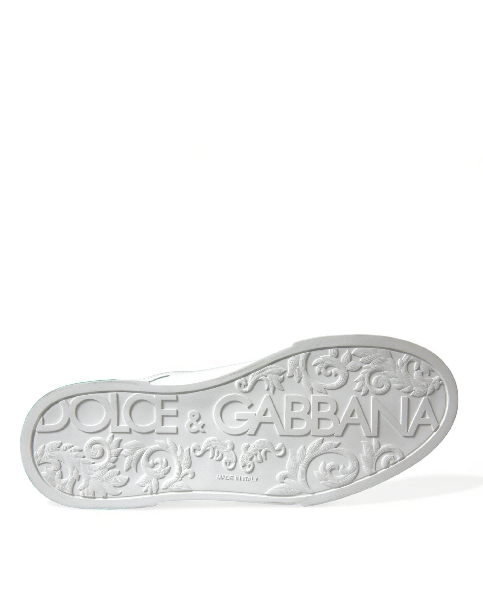 Dolce & Gabbana Elegant White Crown Leather Sneakers - Hilstor