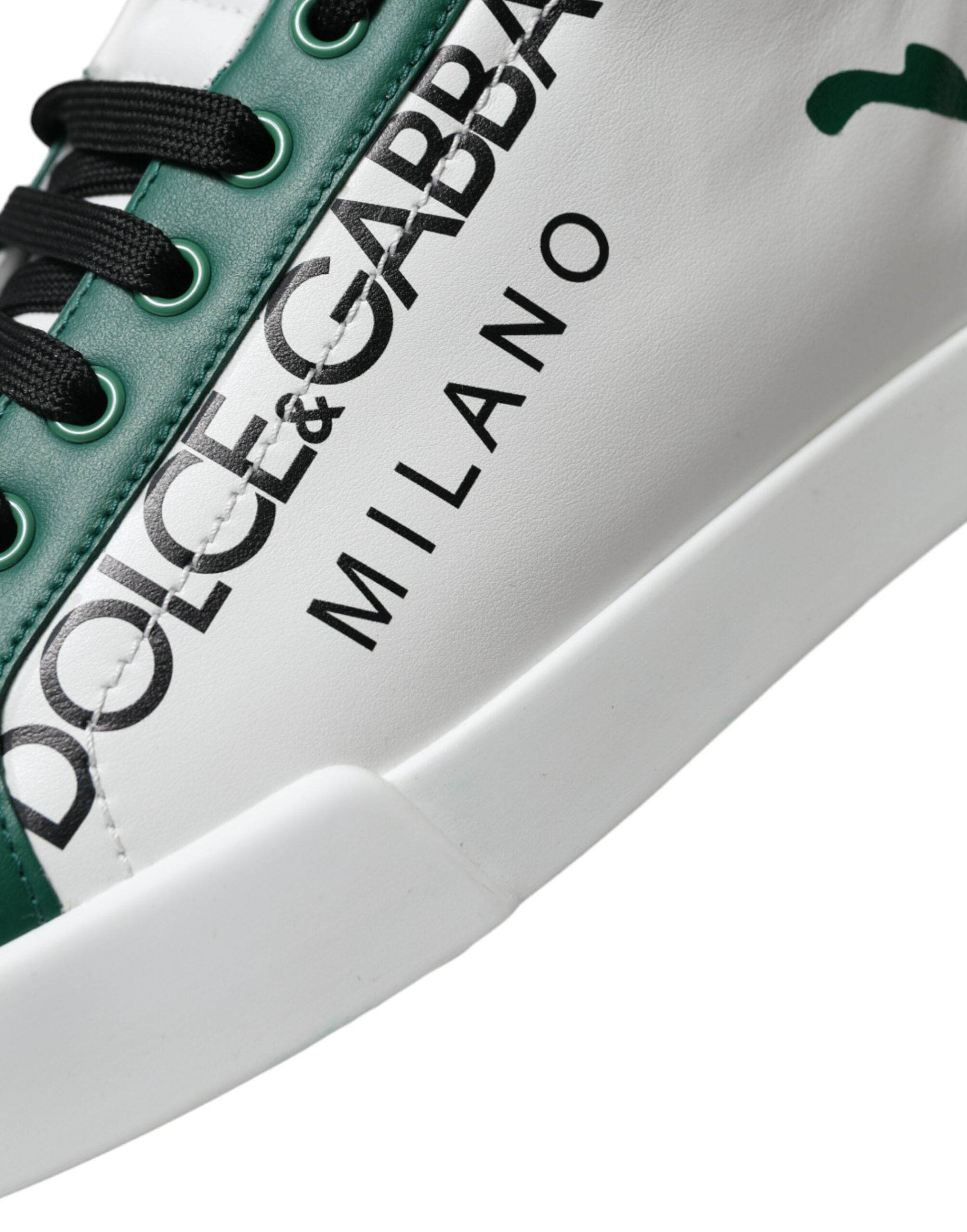 Dolce & Gabbana Elegant White Crown Leather Sneakers - Hilstor