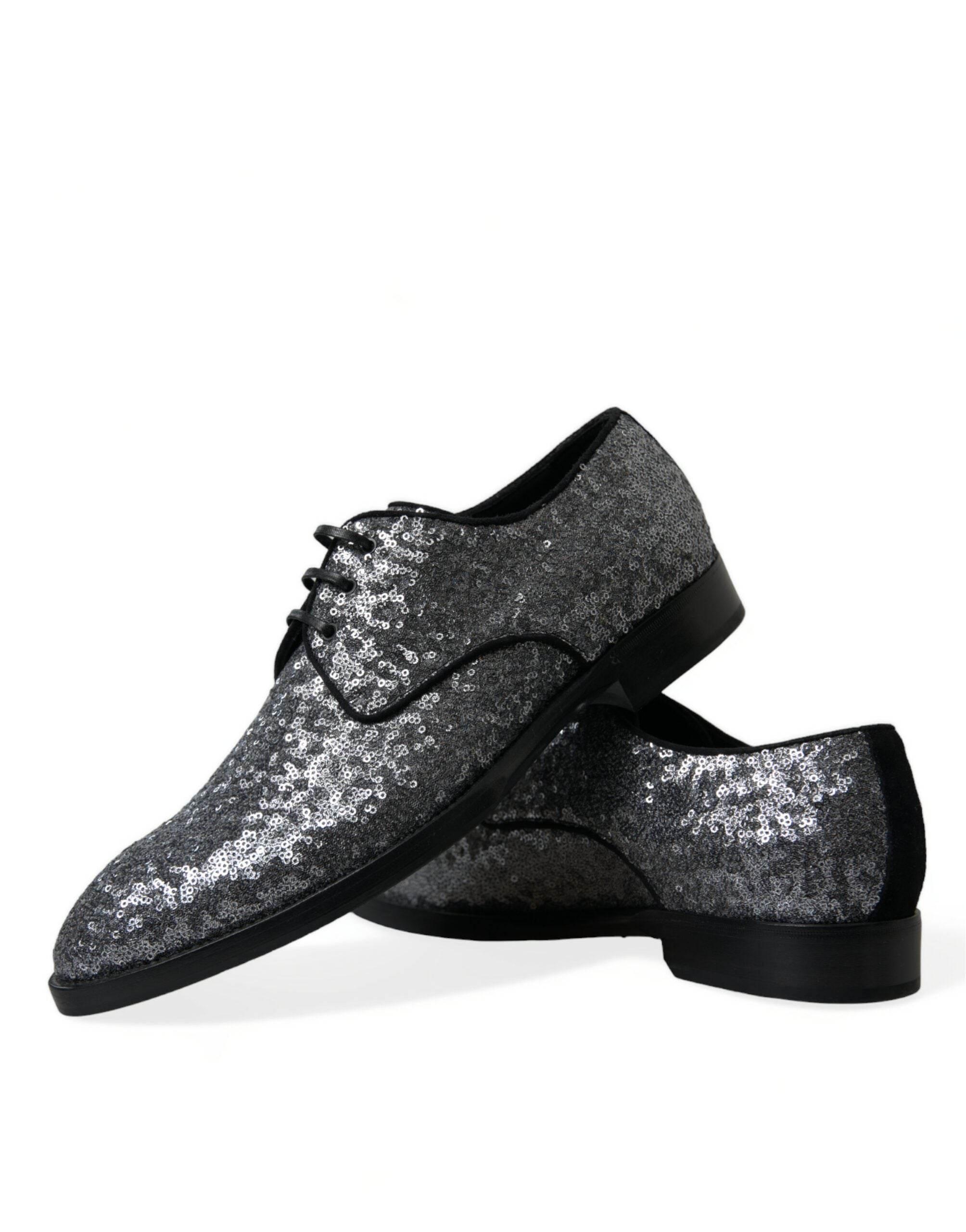 Dolce & Gabbana Exquisite Sequined Derby Dress Shoes - Hilstor