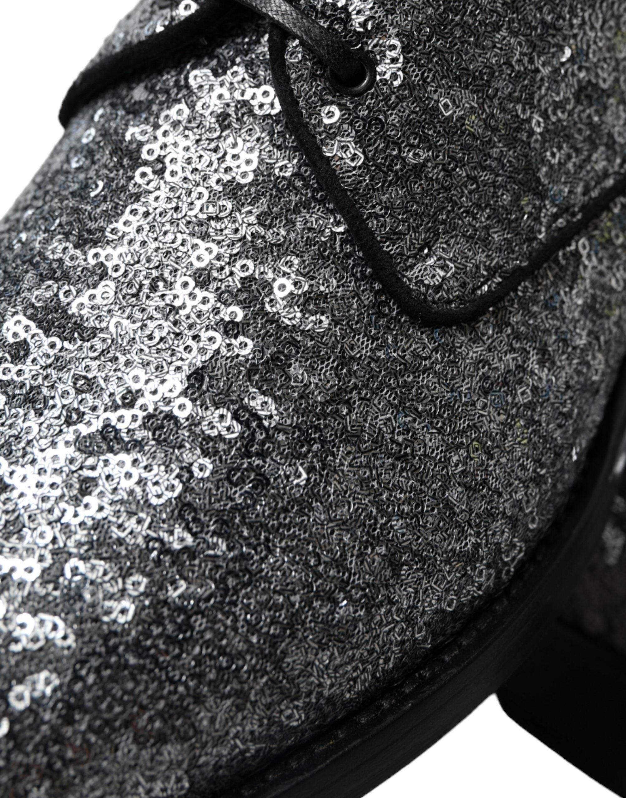 Dolce & Gabbana Exquisite Sequined Derby Dress Shoes - Hilstor