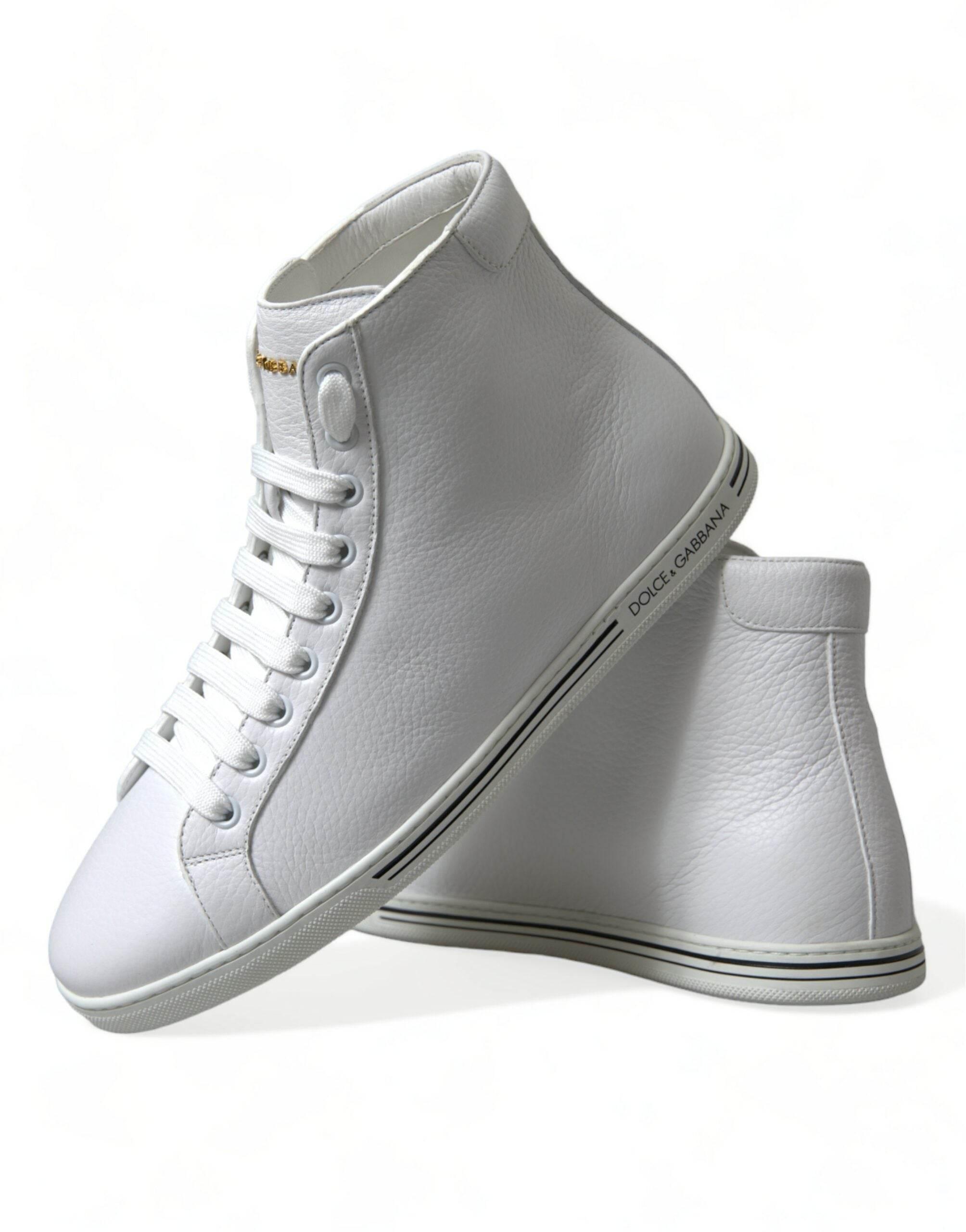 Dolce & Gabbana White Saint Tropez High Top Men Sneakers Shoes - Hilstor