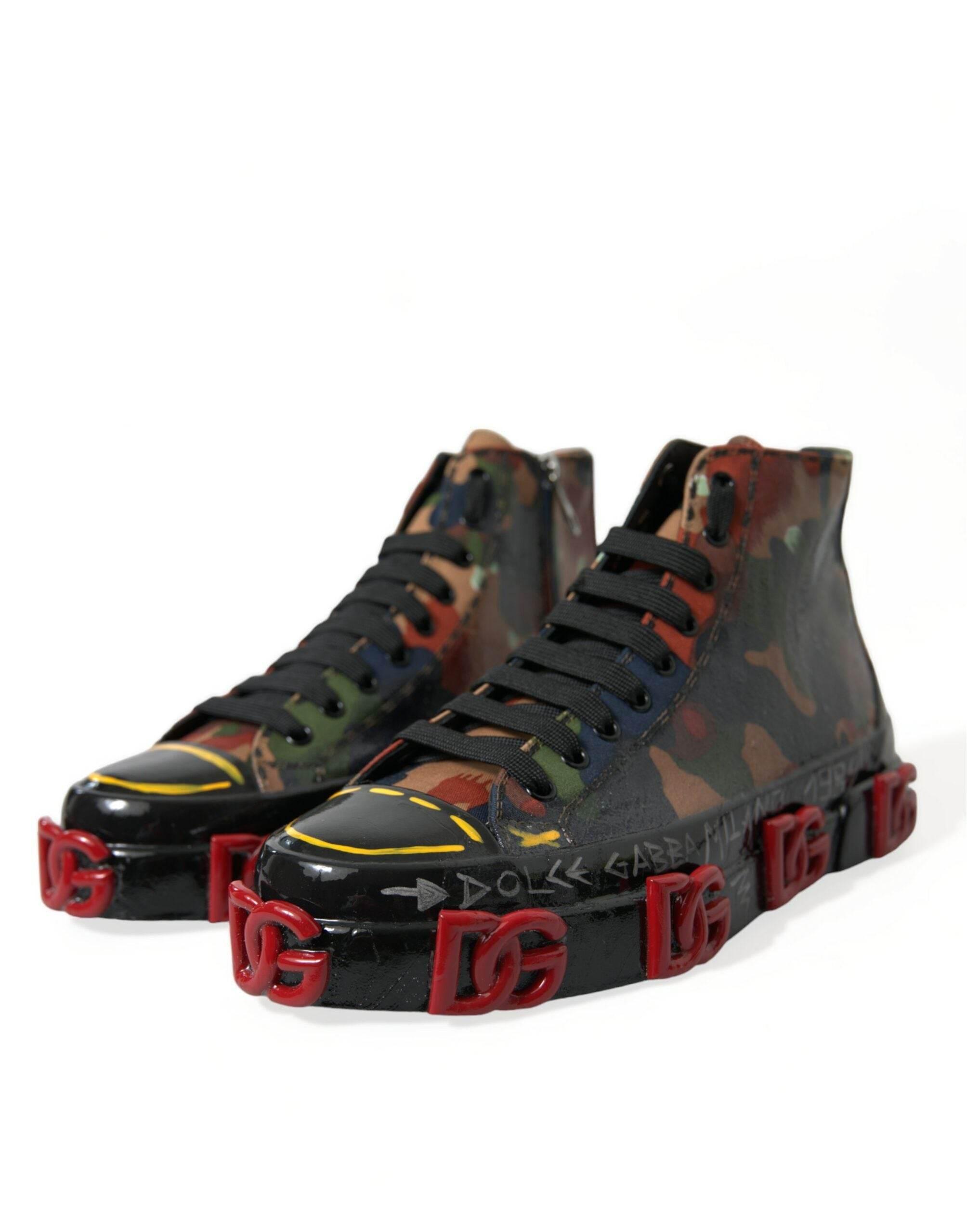Dolce & Gabbana Multicolor Camouflage High Top Men Sneakers Shoes - Hilstor