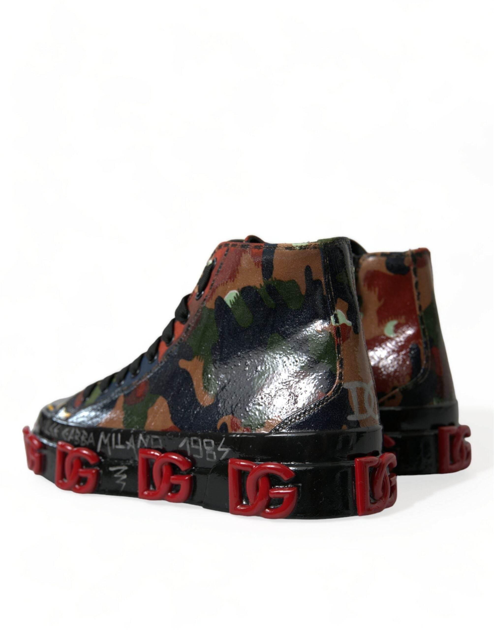 Dolce & Gabbana Multicolor Camouflage High Top Men Sneakers Shoes - Hilstor