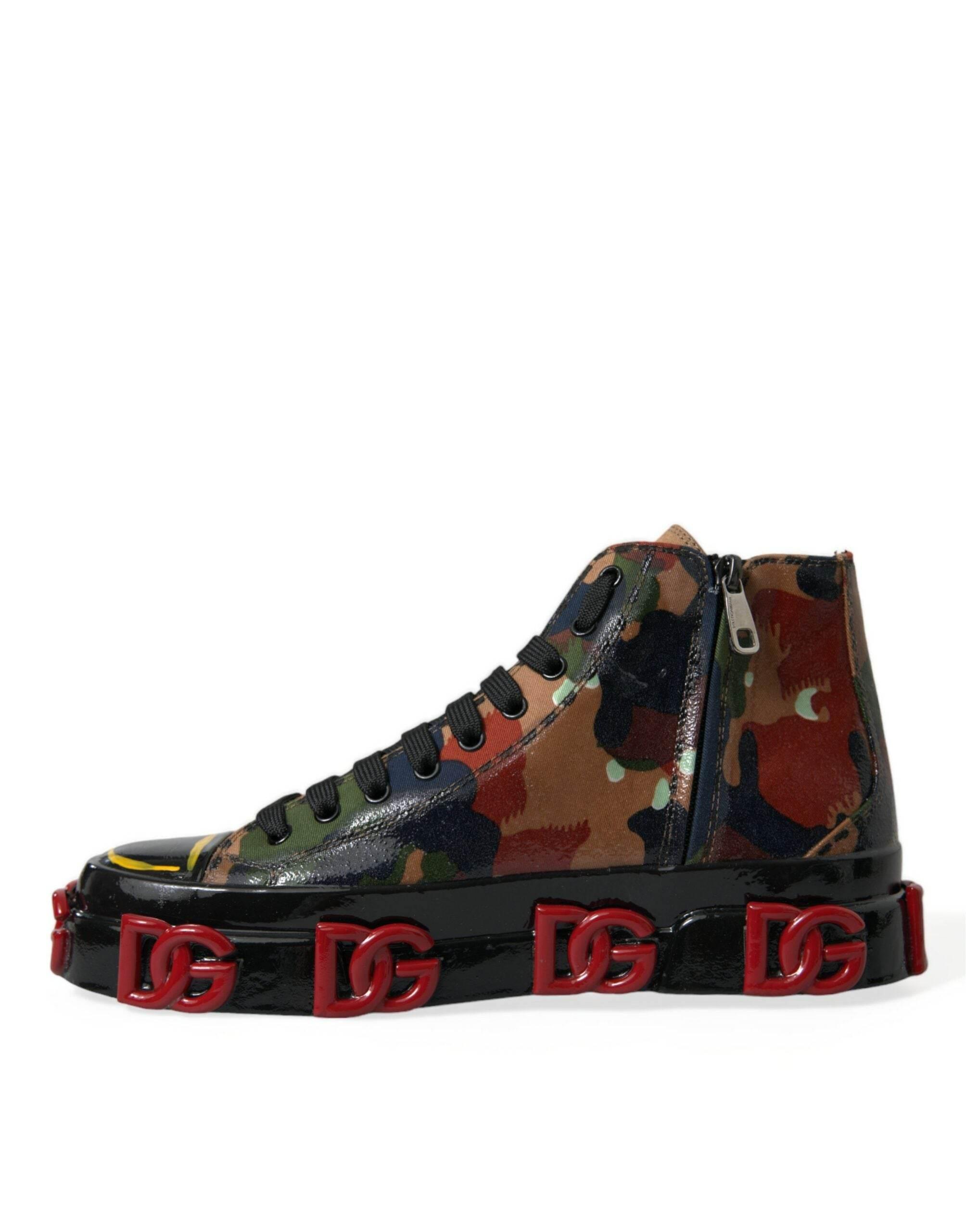 Dolce & Gabbana Multicolor Camouflage High Top Men Sneakers Shoes - Hilstor