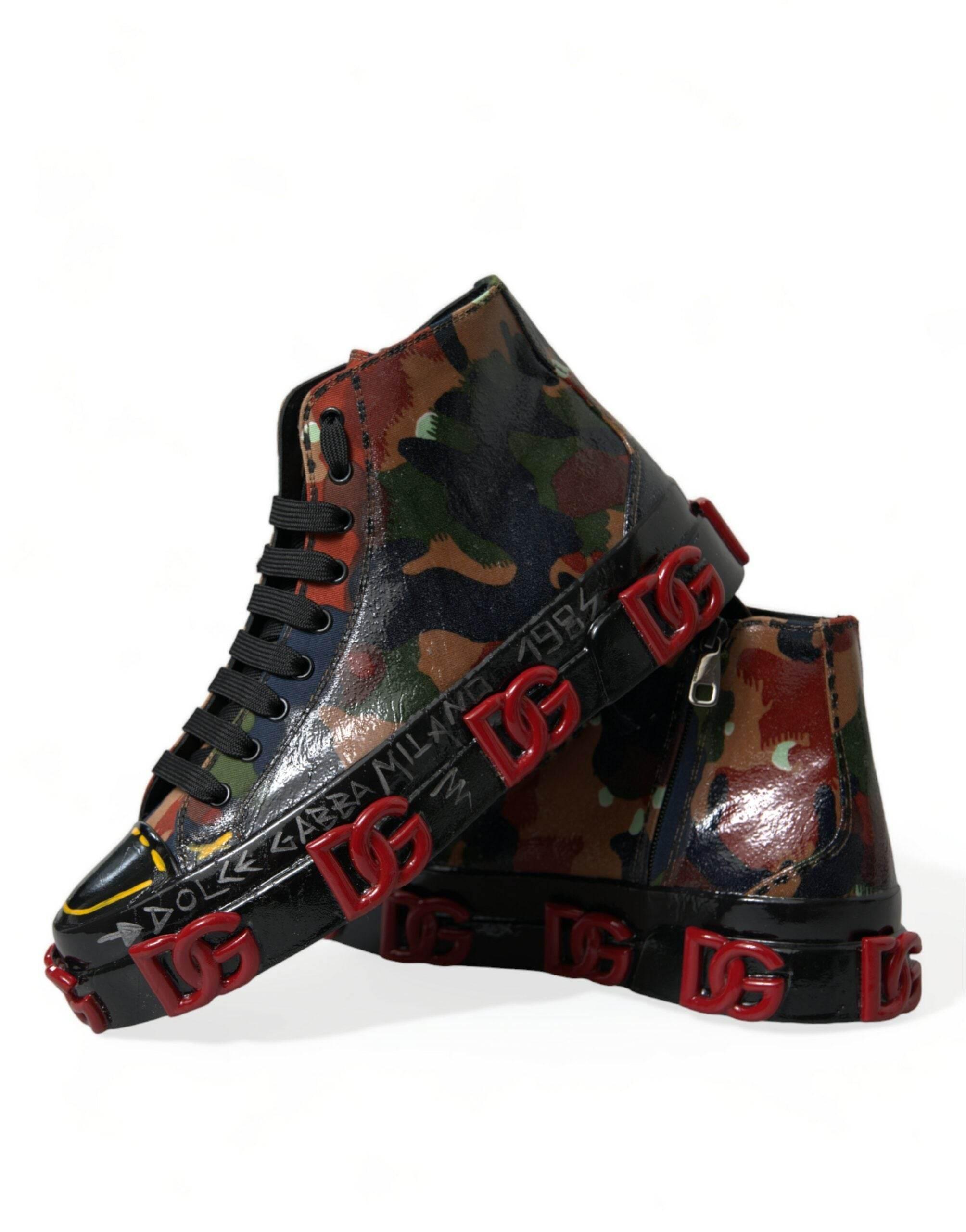 Dolce & Gabbana Multicolor Camouflage High Top Men Sneakers Shoes - Hilstor