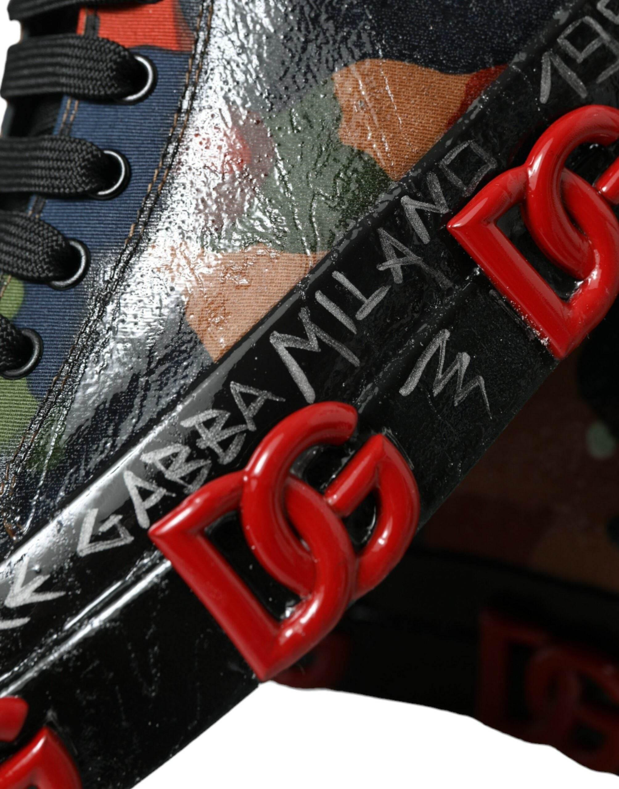 Dolce & Gabbana Multicolor Camouflage High Top Men Sneakers Shoes - Hilstor