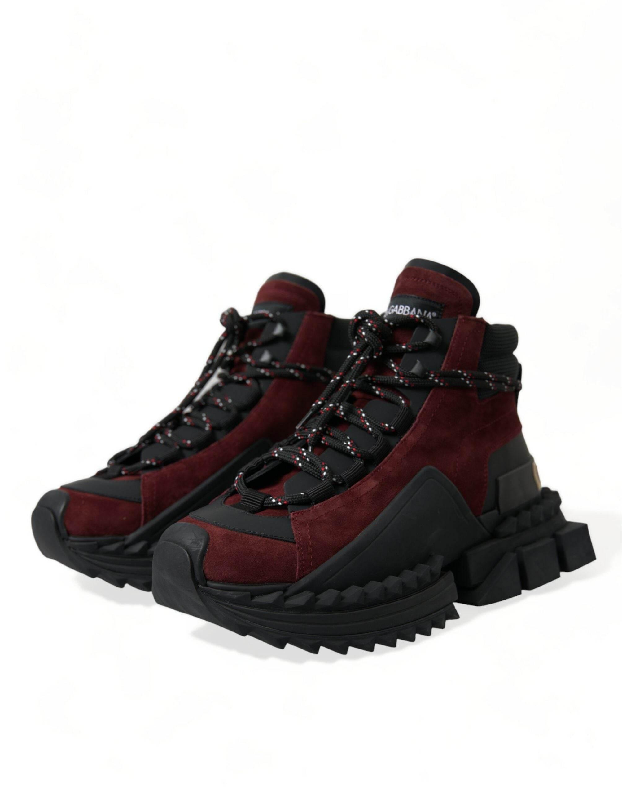 Dolce & Gabbana Burgundy Super King High Top Men Sneakers Shoes - Hilstor