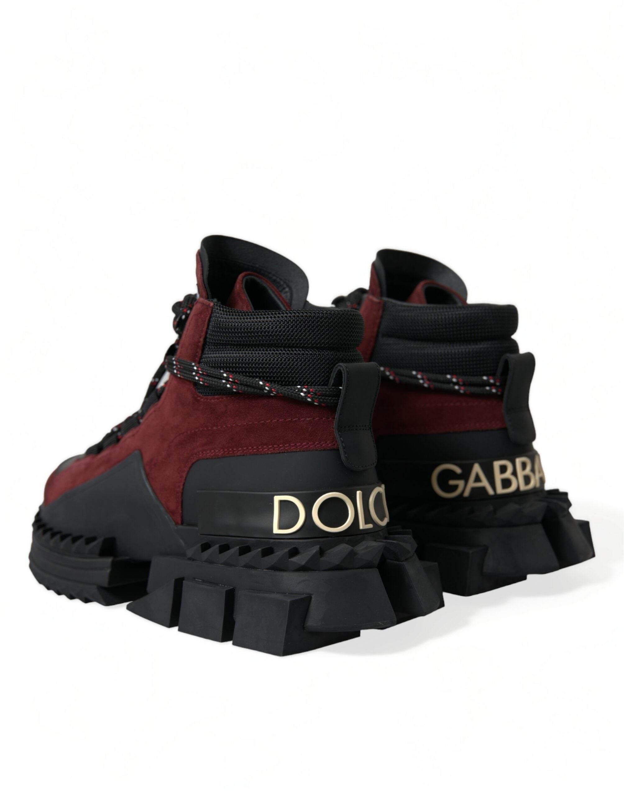 Dolce & Gabbana Burgundy Super King High Top Men Sneakers Shoes - Hilstor