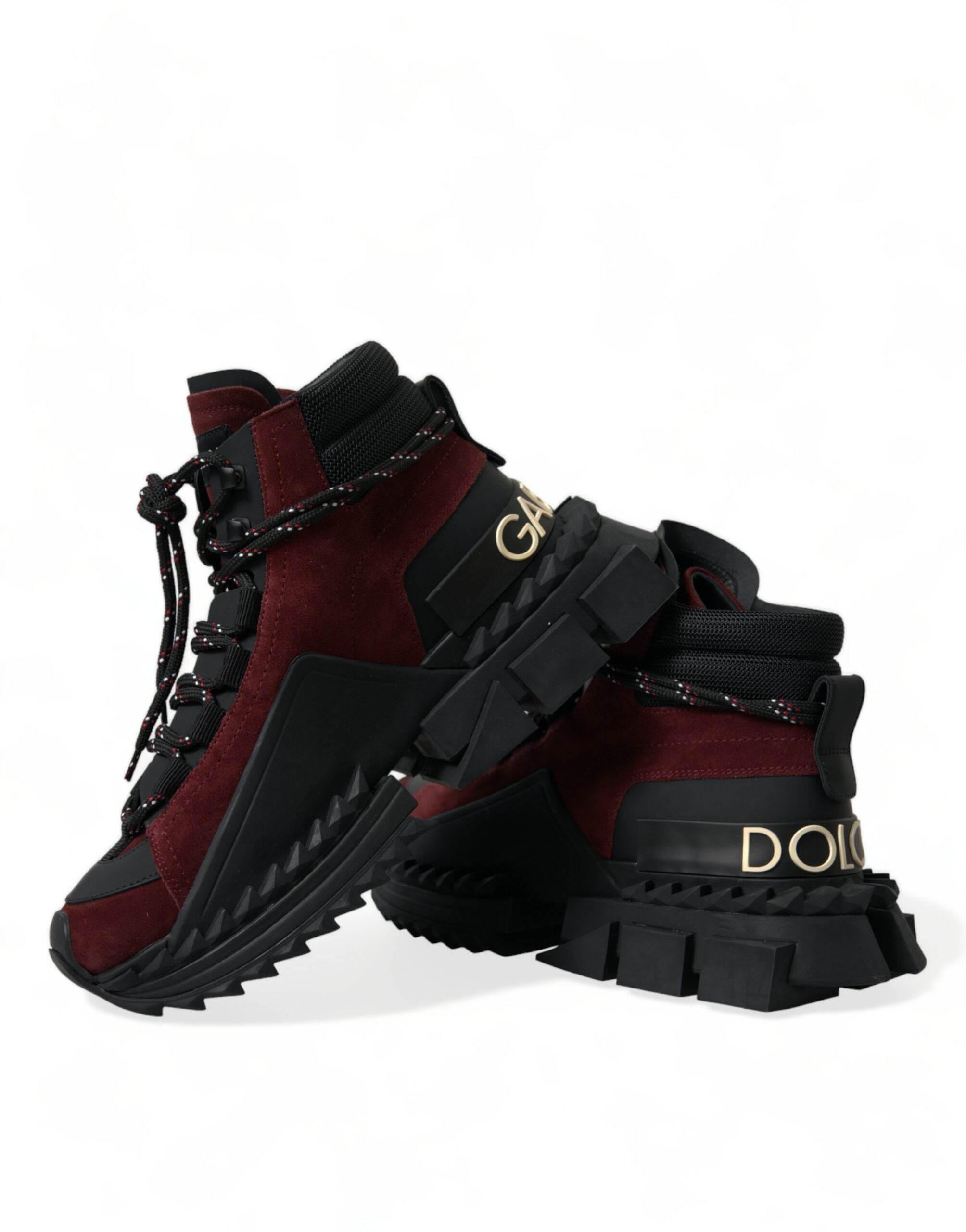 Dolce & Gabbana Burgundy Super King High Top Men Sneakers Shoes - Hilstor