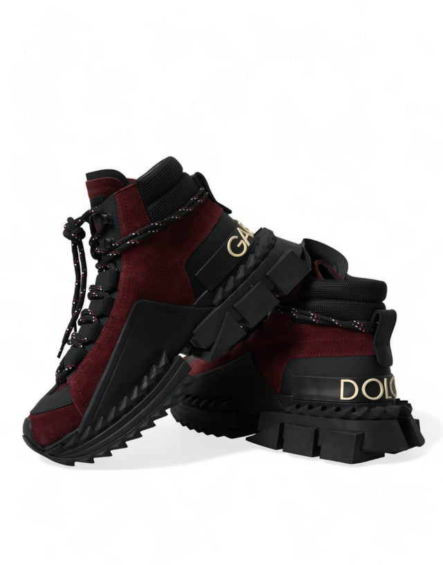 Dolce & Gabbana Burgundy Super King High Top Men Sneakers Shoes - Hilstor
