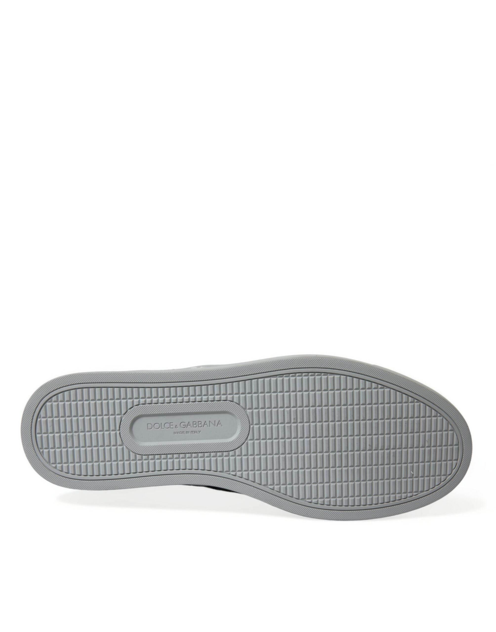 Dolce & Gabbana Blue Calfskin Leopard Mid Top Sneakers Shoes - Hilstor