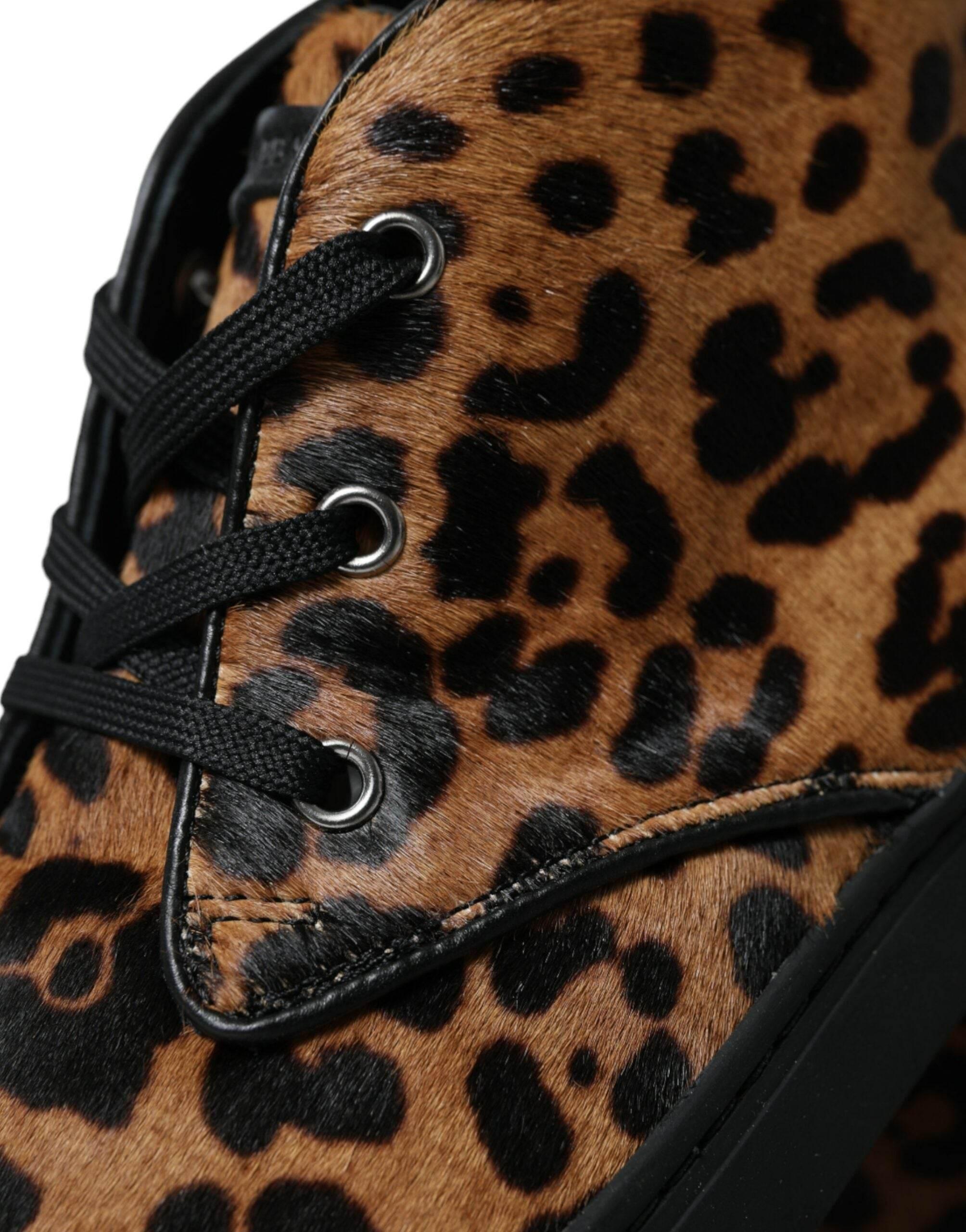 Dolce & Gabbana Elegant Leopard Print Mid-Top Sneakers - Hilstor