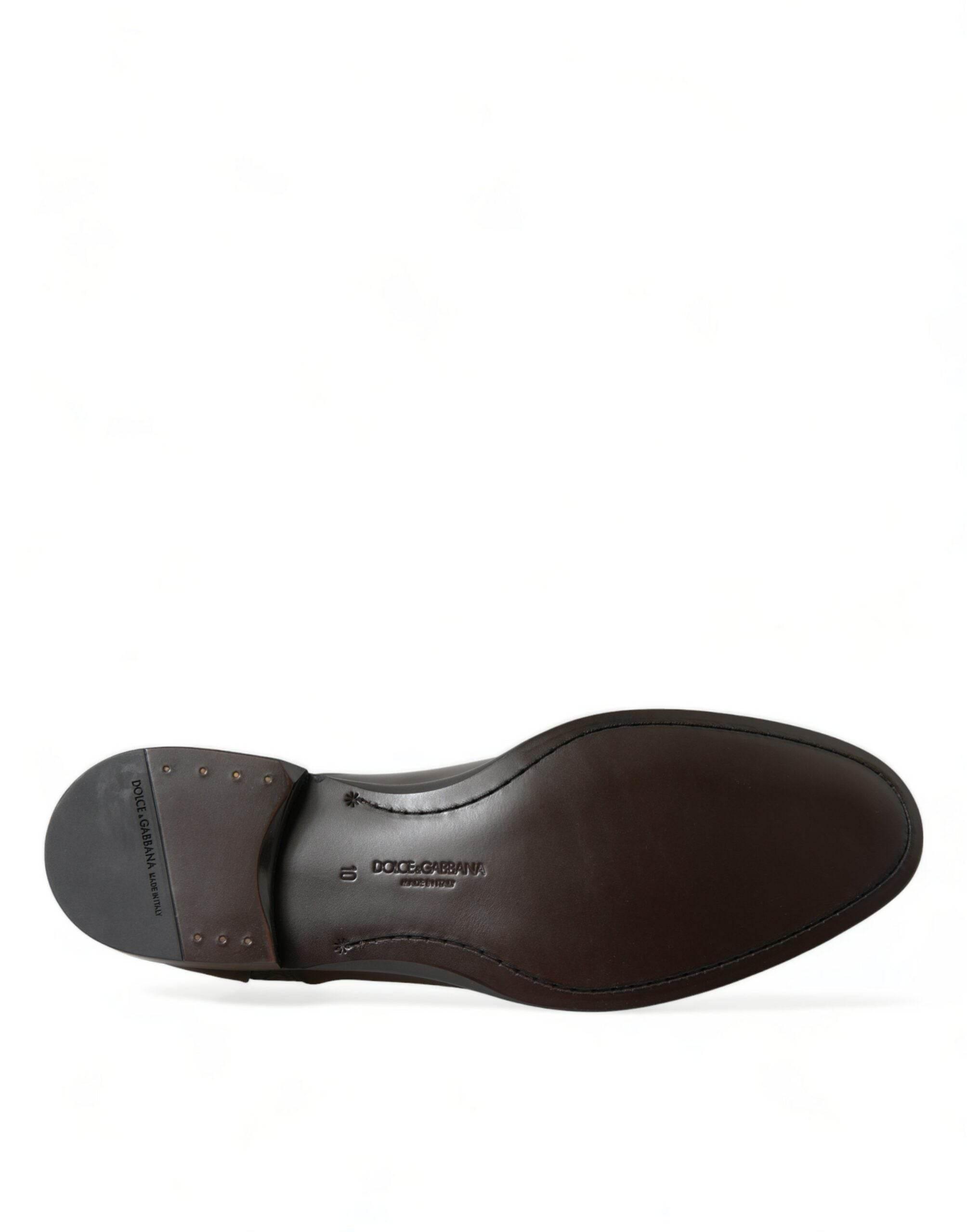 Dolce & Gabbana Elegant Brown Formal Derby Dress Shoes - Hilstor