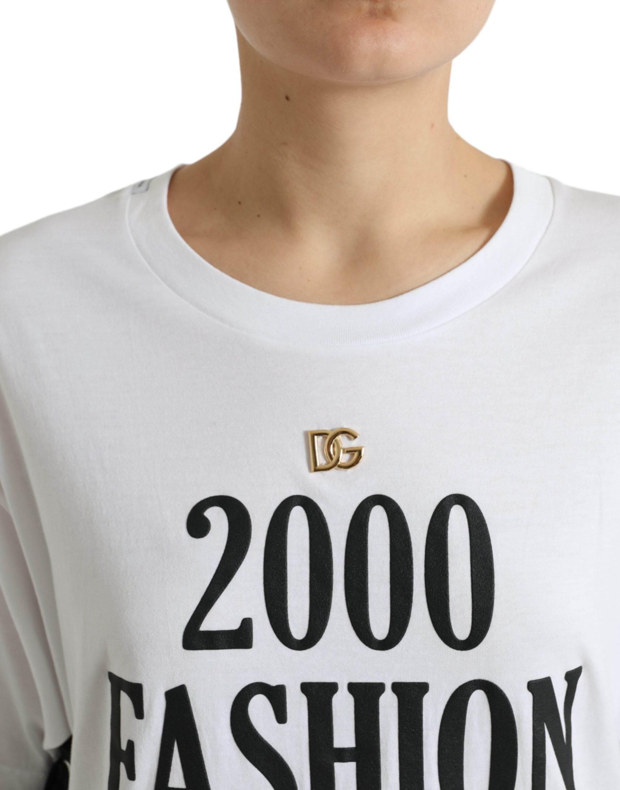 Dolce & Gabbana White Slogan Print Lacing Detailed T-shirt - Hilstor