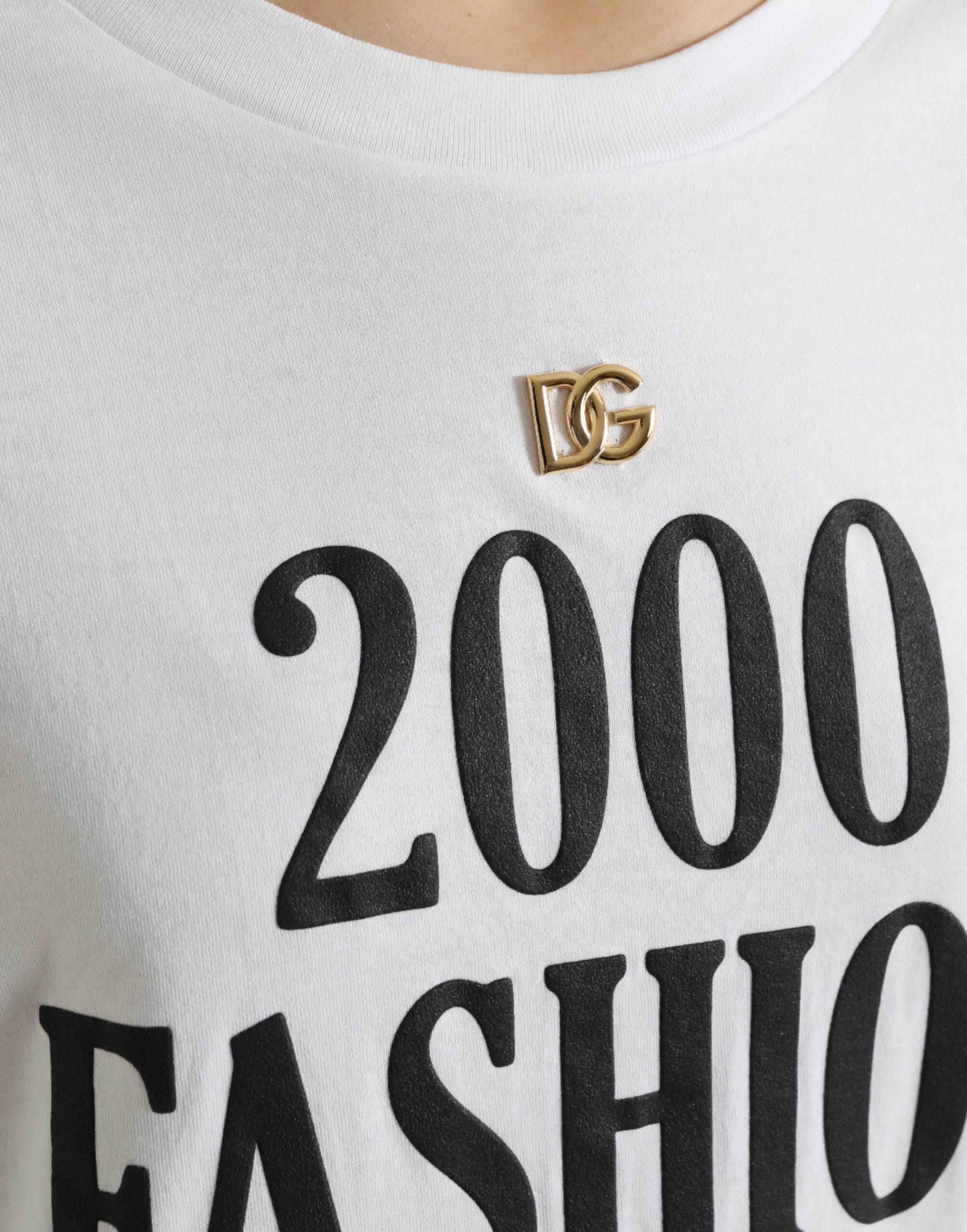 Dolce & Gabbana White Slogan Print Lacing Detailed T-shirt - Hilstor