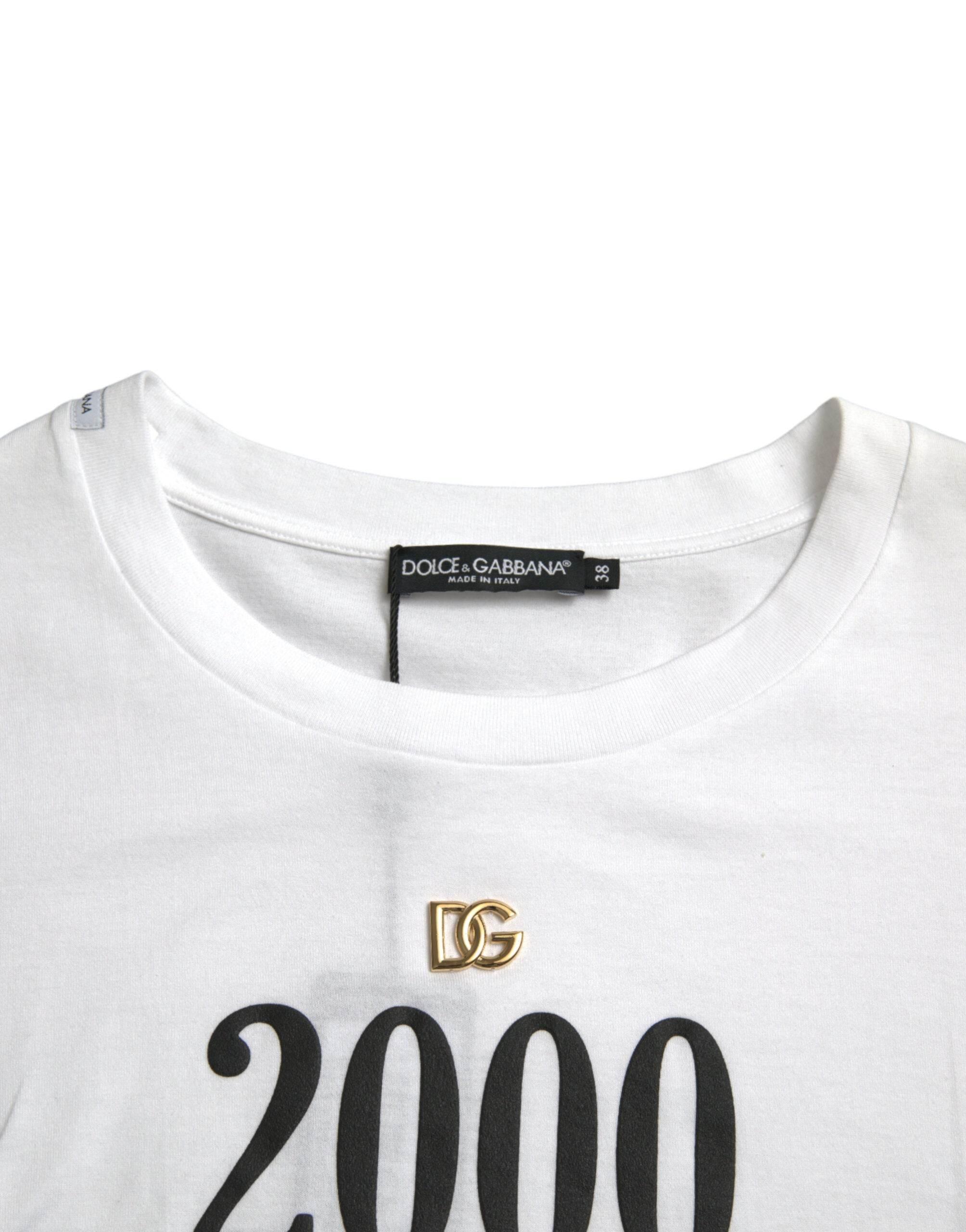 Dolce & Gabbana White Slogan Print Lacing Detailed T-shirt - Hilstor