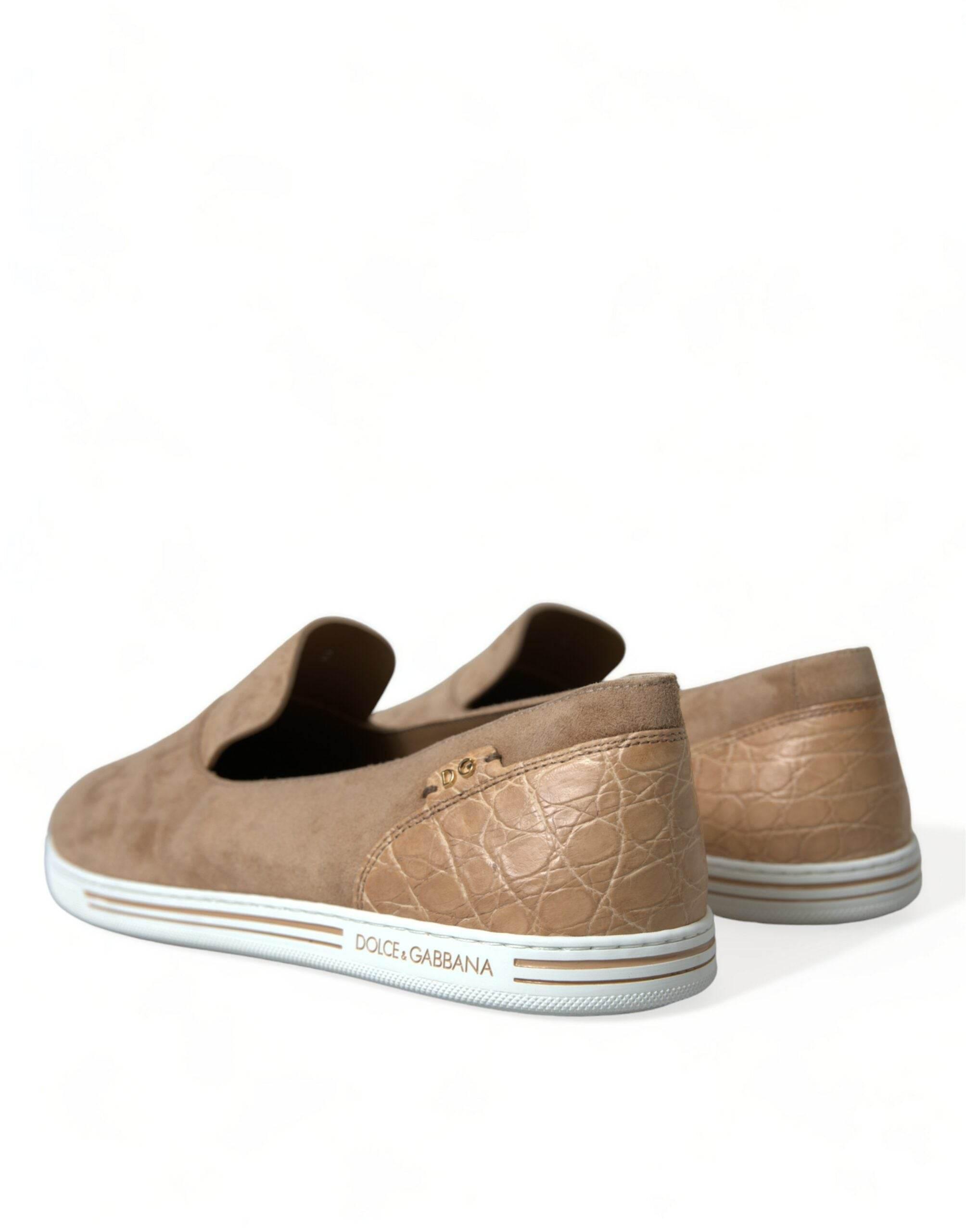 Dolce & Gabbana Elegant Beige Leather Loafers - Hilstor