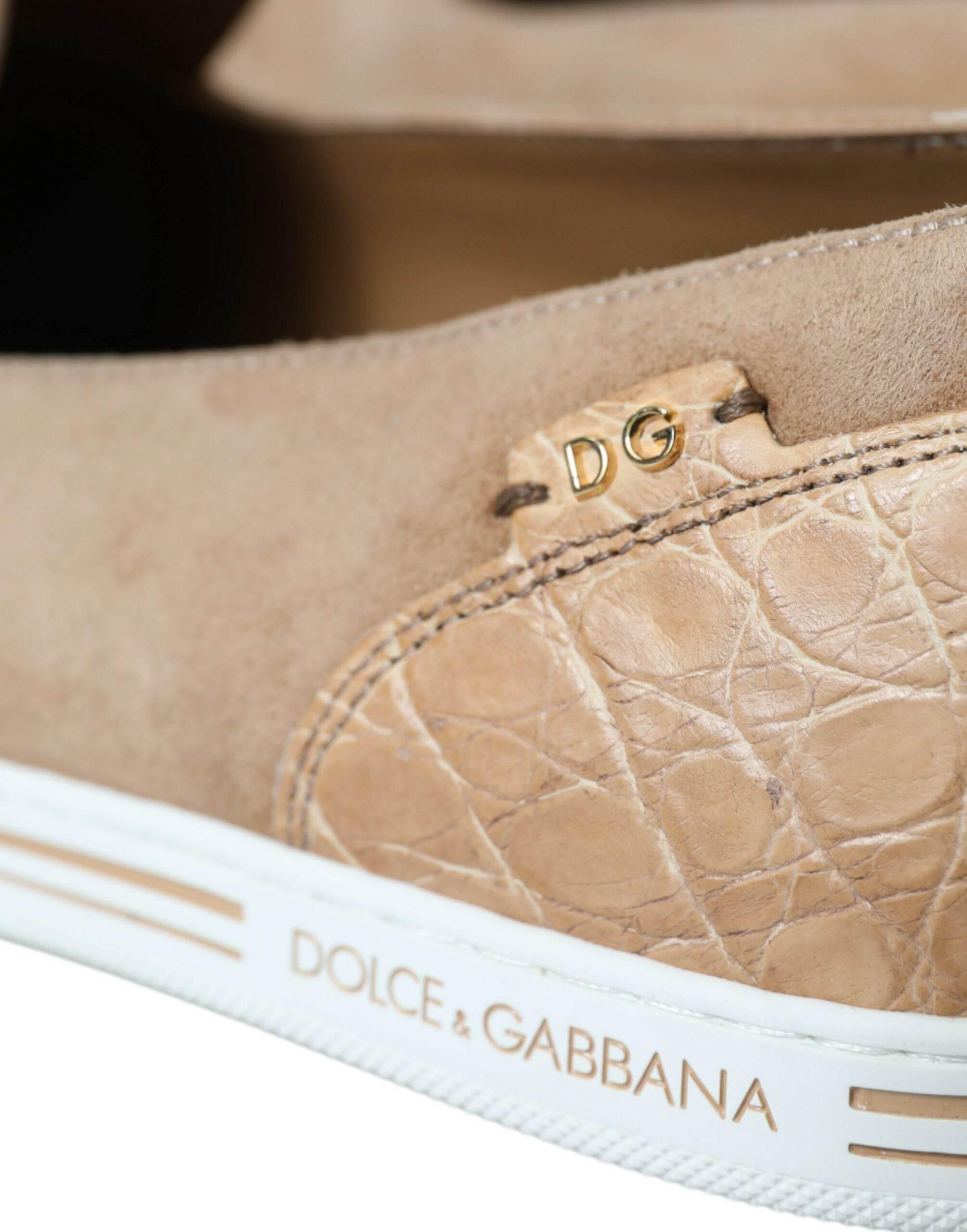 Dolce & Gabbana Elegant Beige Leather Loafers - Hilstor