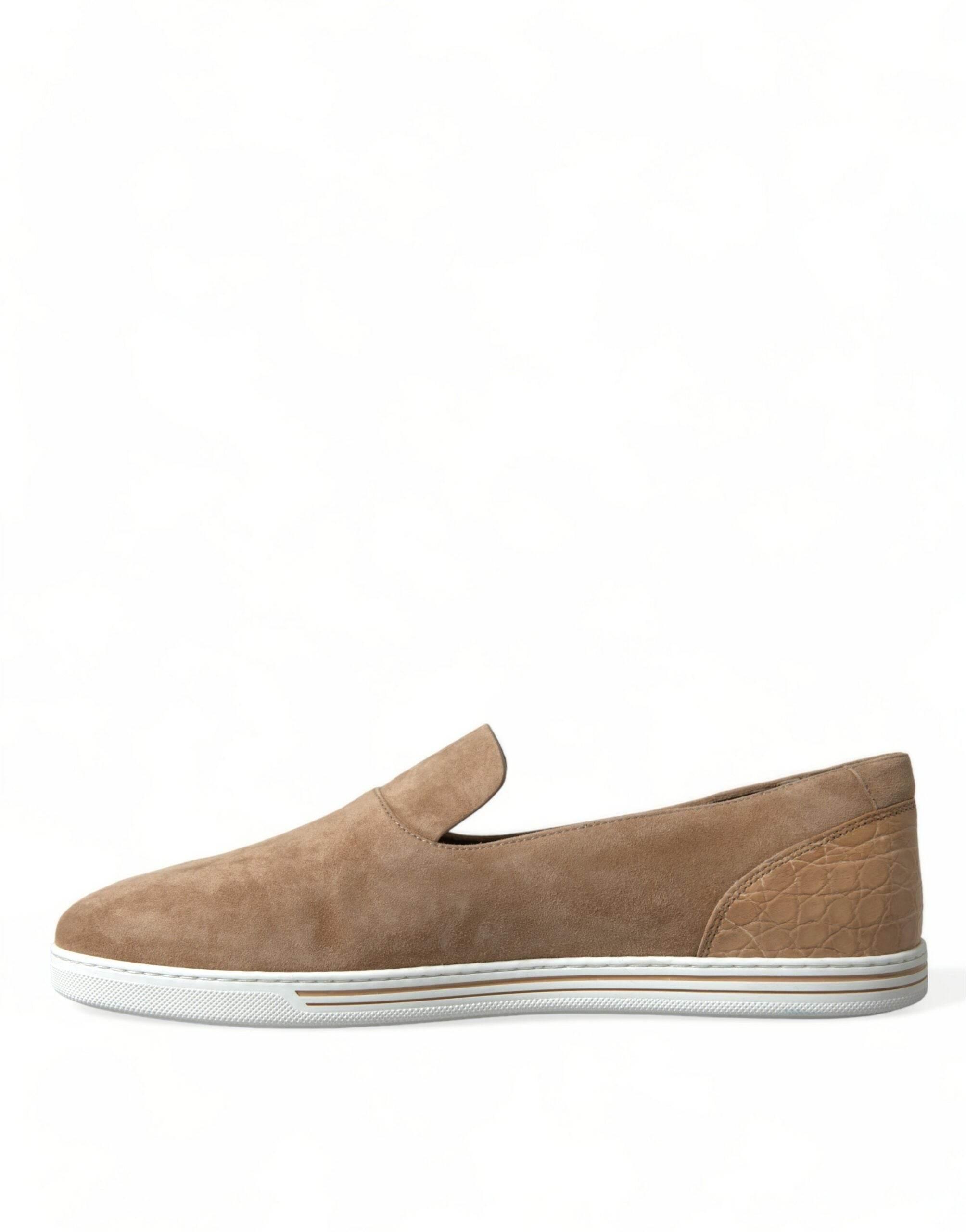 Dolce & Gabbana Elegant Beige Leather Loafers - Hilstor