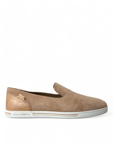 Dolce & Gabbana Elegant Beige Leather Loafers - Hilstor