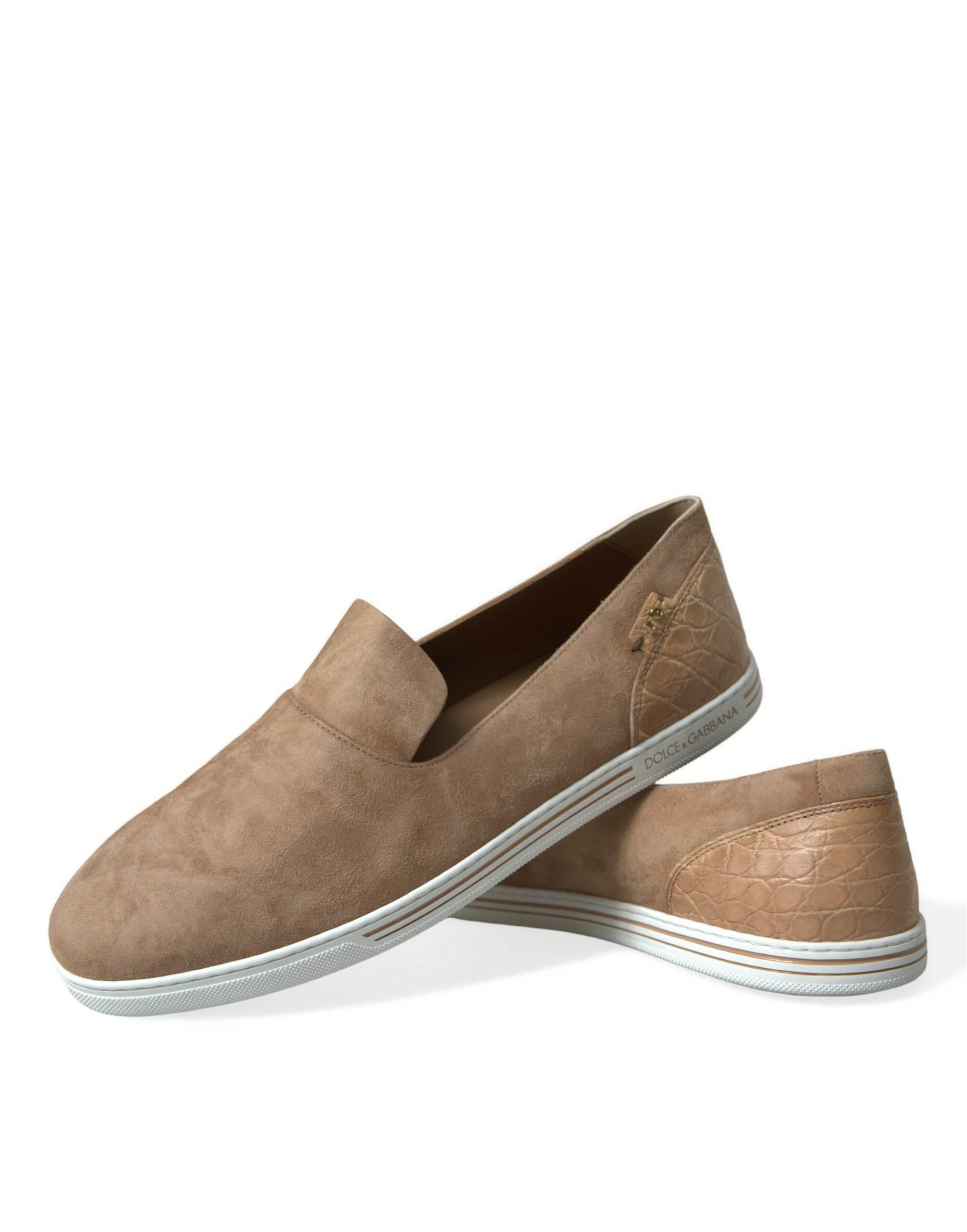 Dolce & Gabbana Elegant Beige Leather Loafers - Hilstor