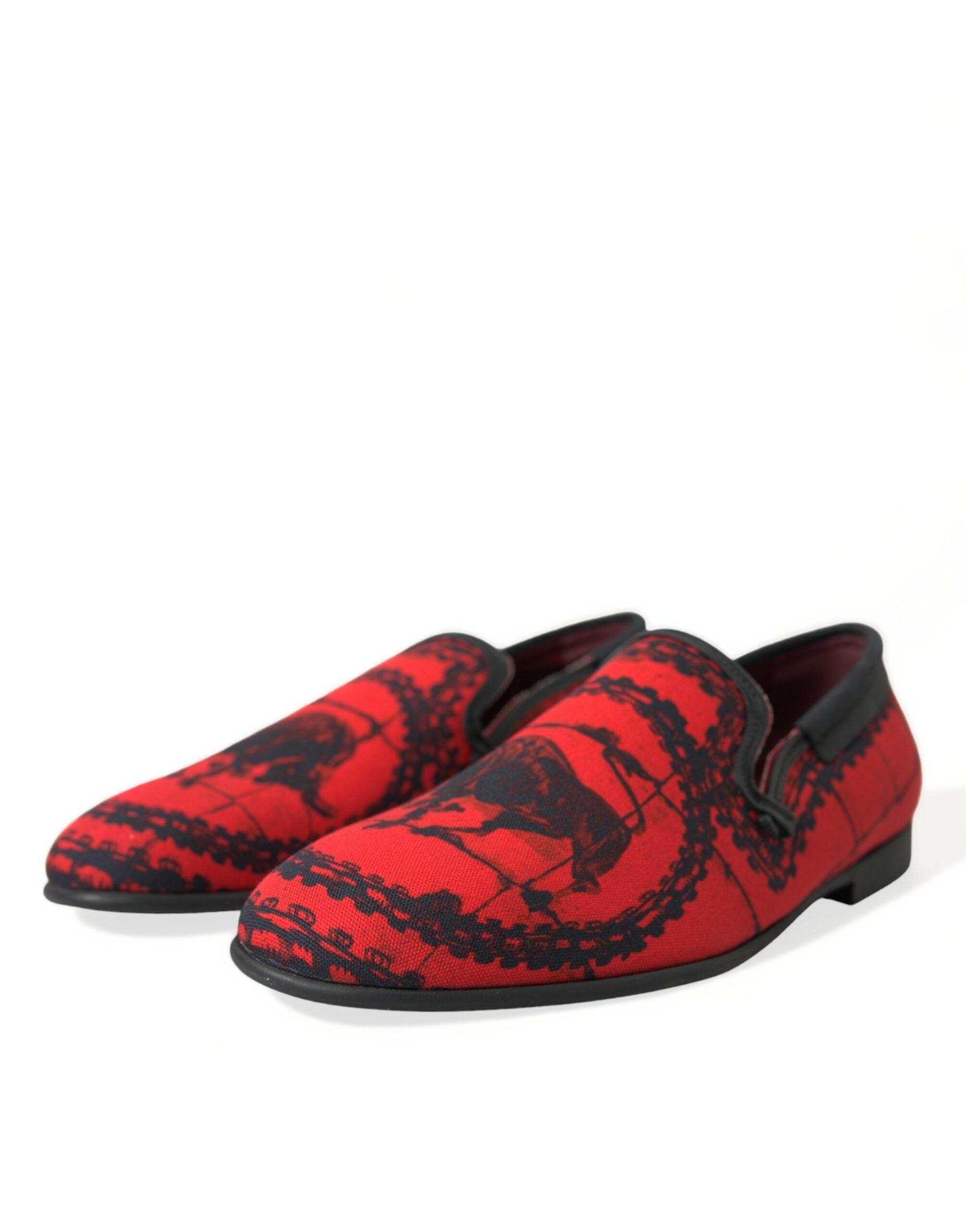 Dolce & Gabbana Torero-Inspired Luxe Red & Black Loafers - Hilstor