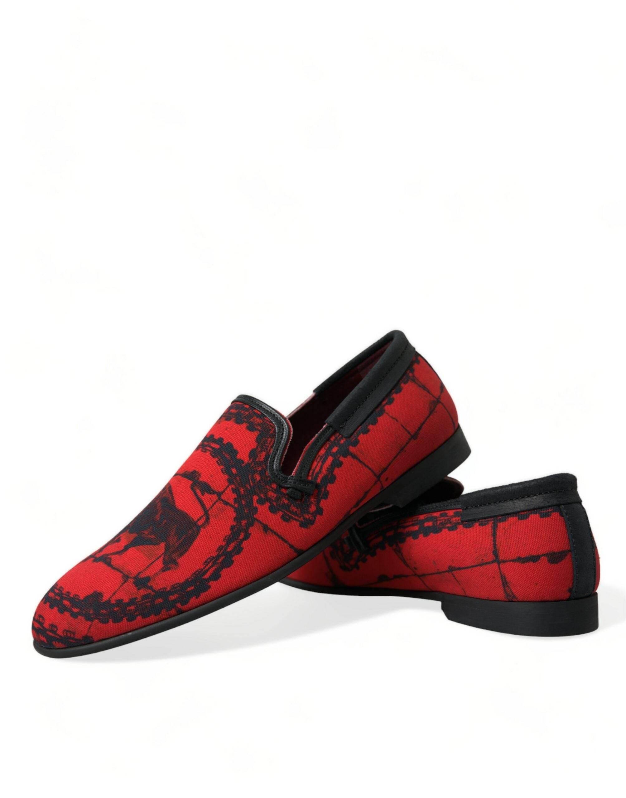 Dolce & Gabbana Torero-Inspired Luxe Red & Black Loafers - Hilstor