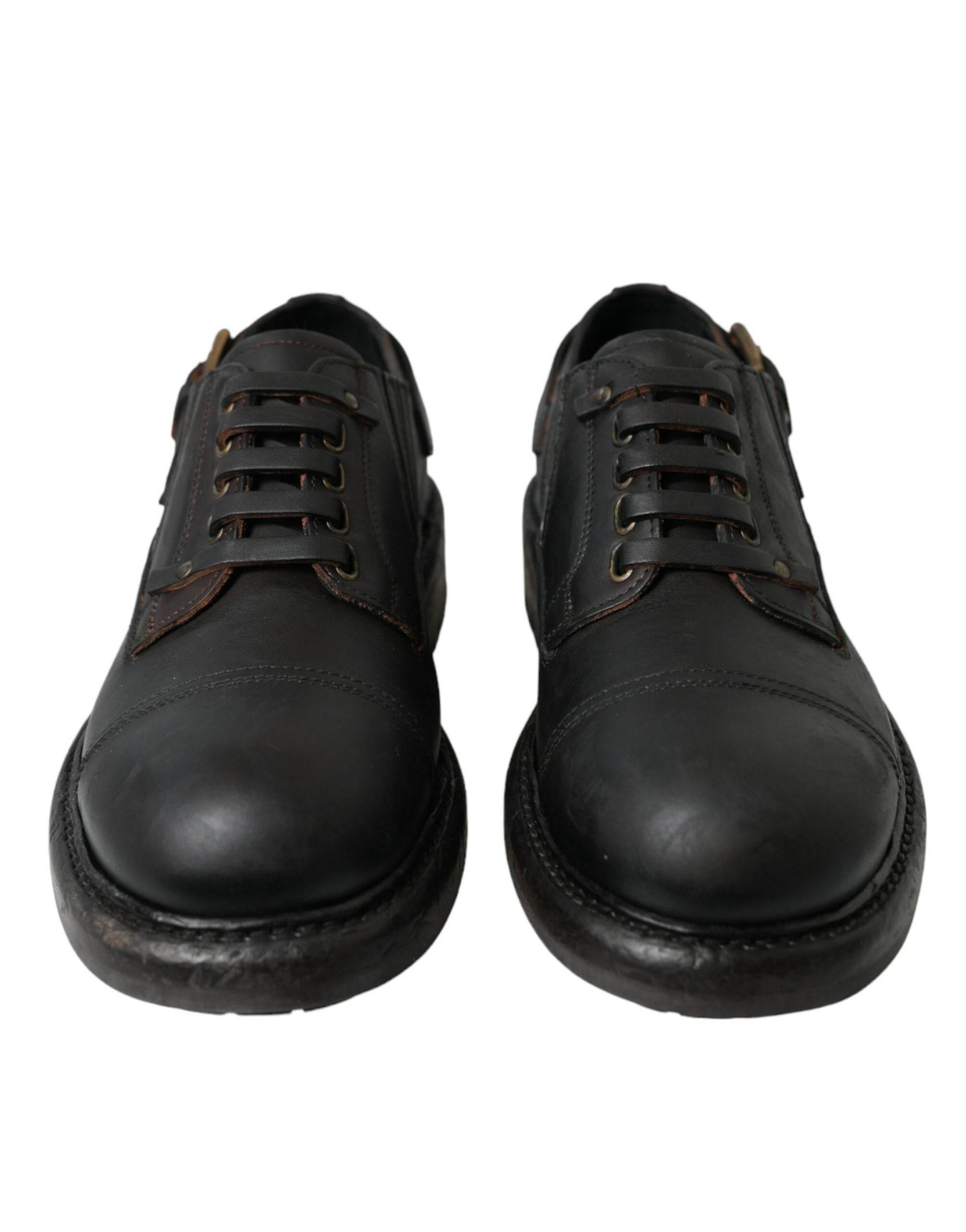 Dolce & Gabbana Elegant Mens Leather Derby Dress Shoes - Hilstor
