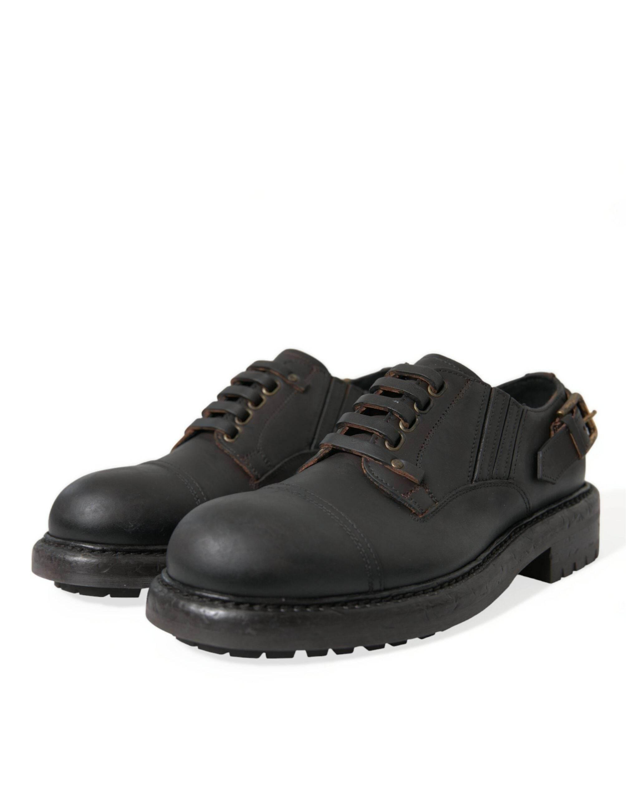 Dolce & Gabbana Elegant Mens Leather Derby Dress Shoes - Hilstor