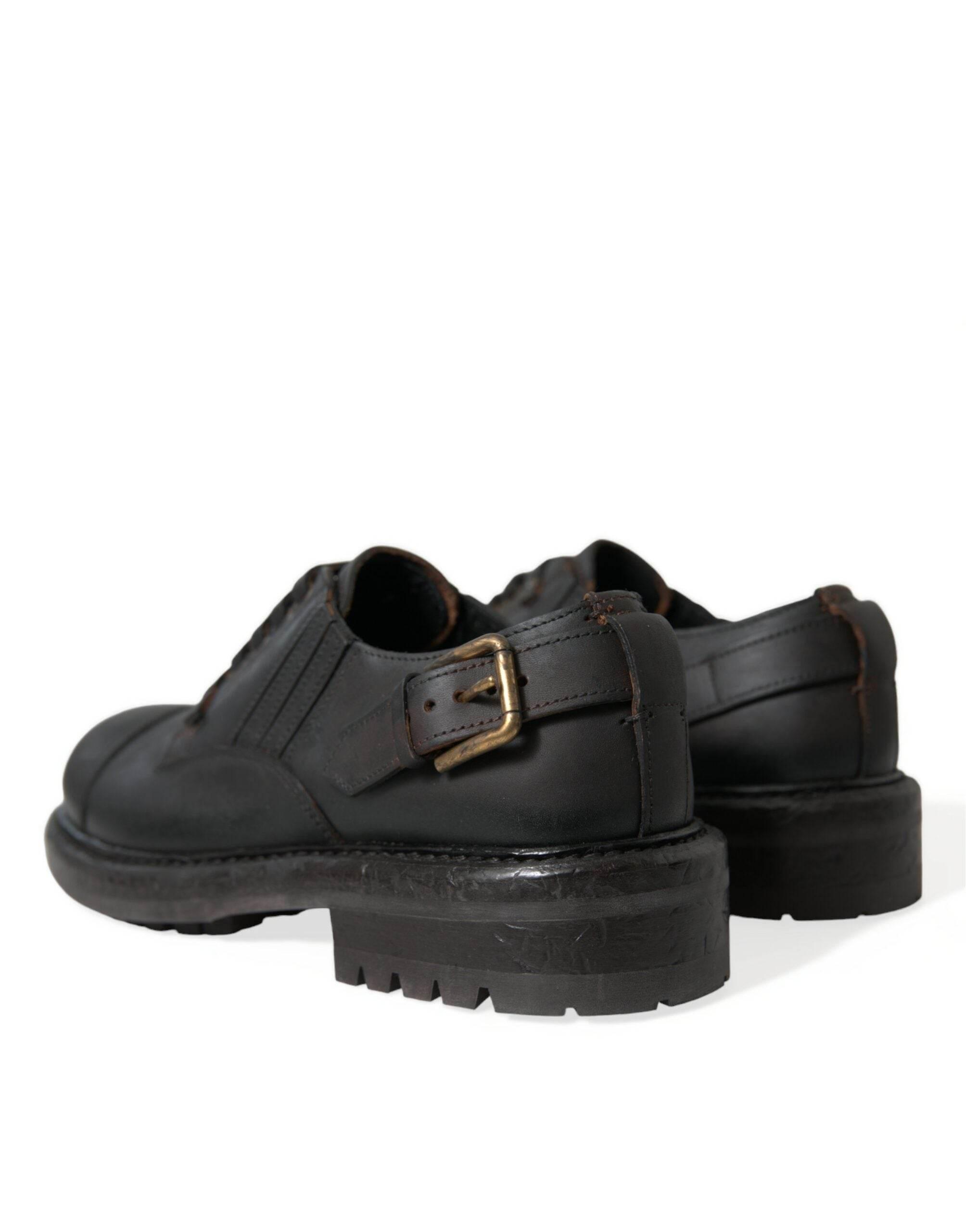 Dolce & Gabbana Elegant Mens Leather Derby Dress Shoes - Hilstor