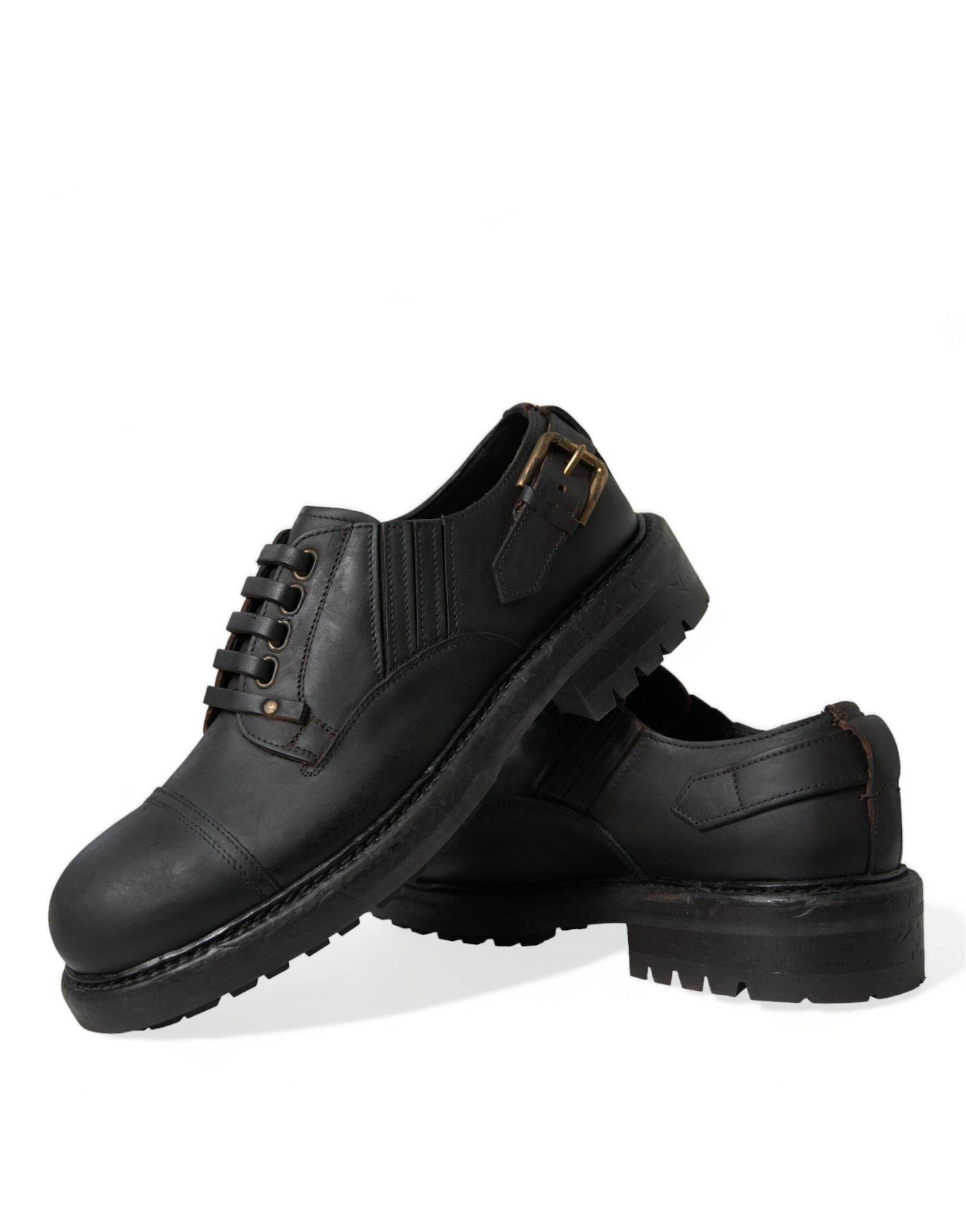 Dolce & Gabbana Elegant Mens Leather Derby Dress Shoes - Hilstor